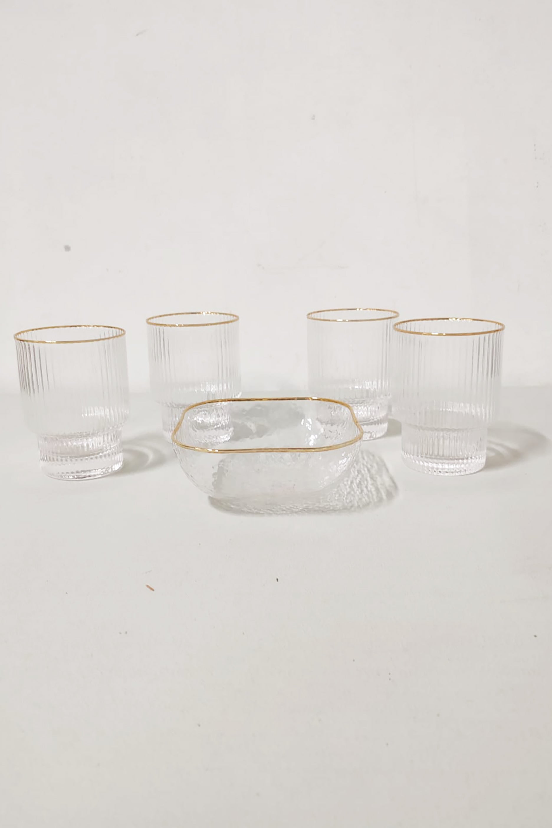 Glass and Bowl with Gold Trim Set