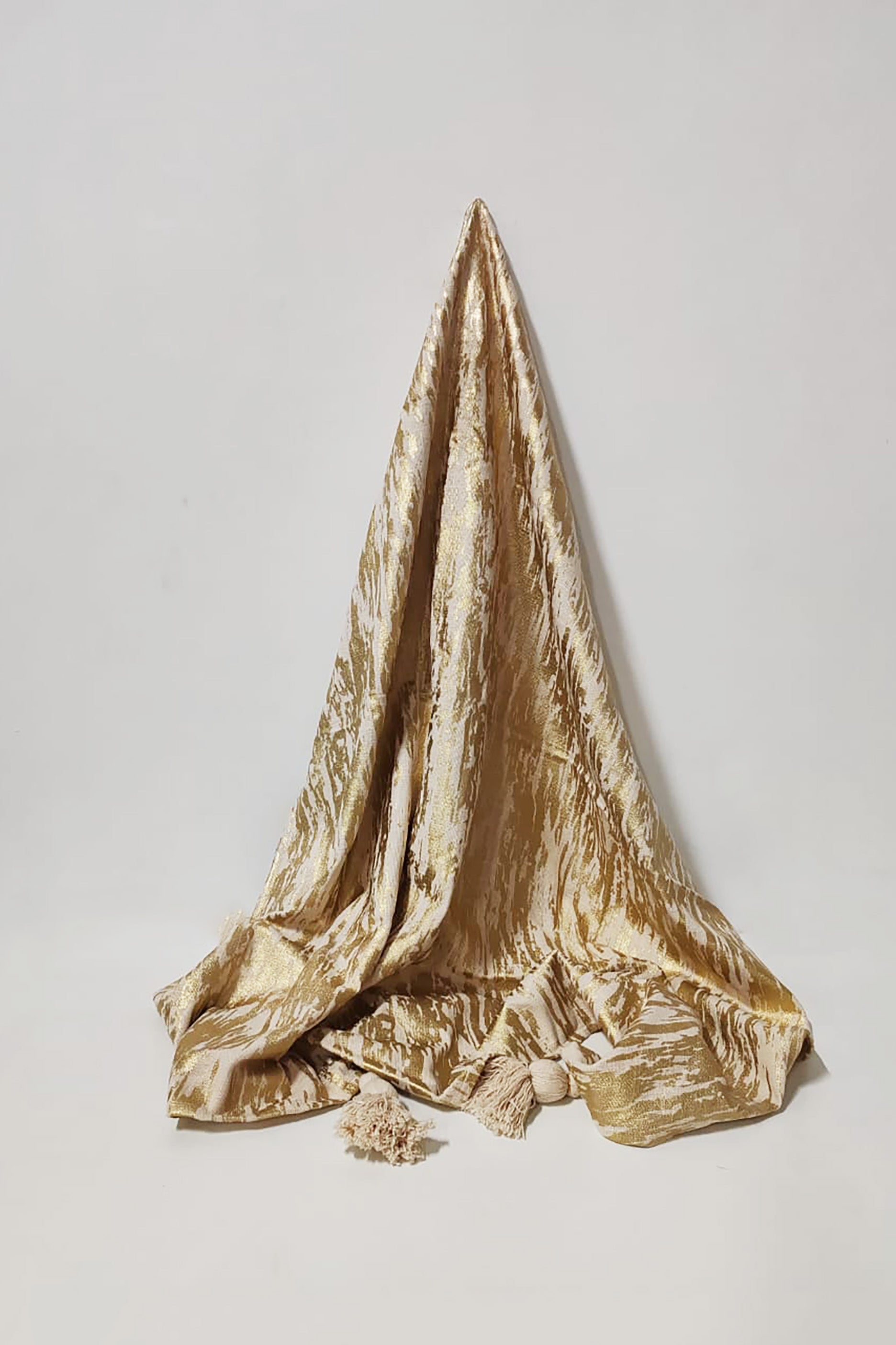 Gold Blanket Throw with Tassels