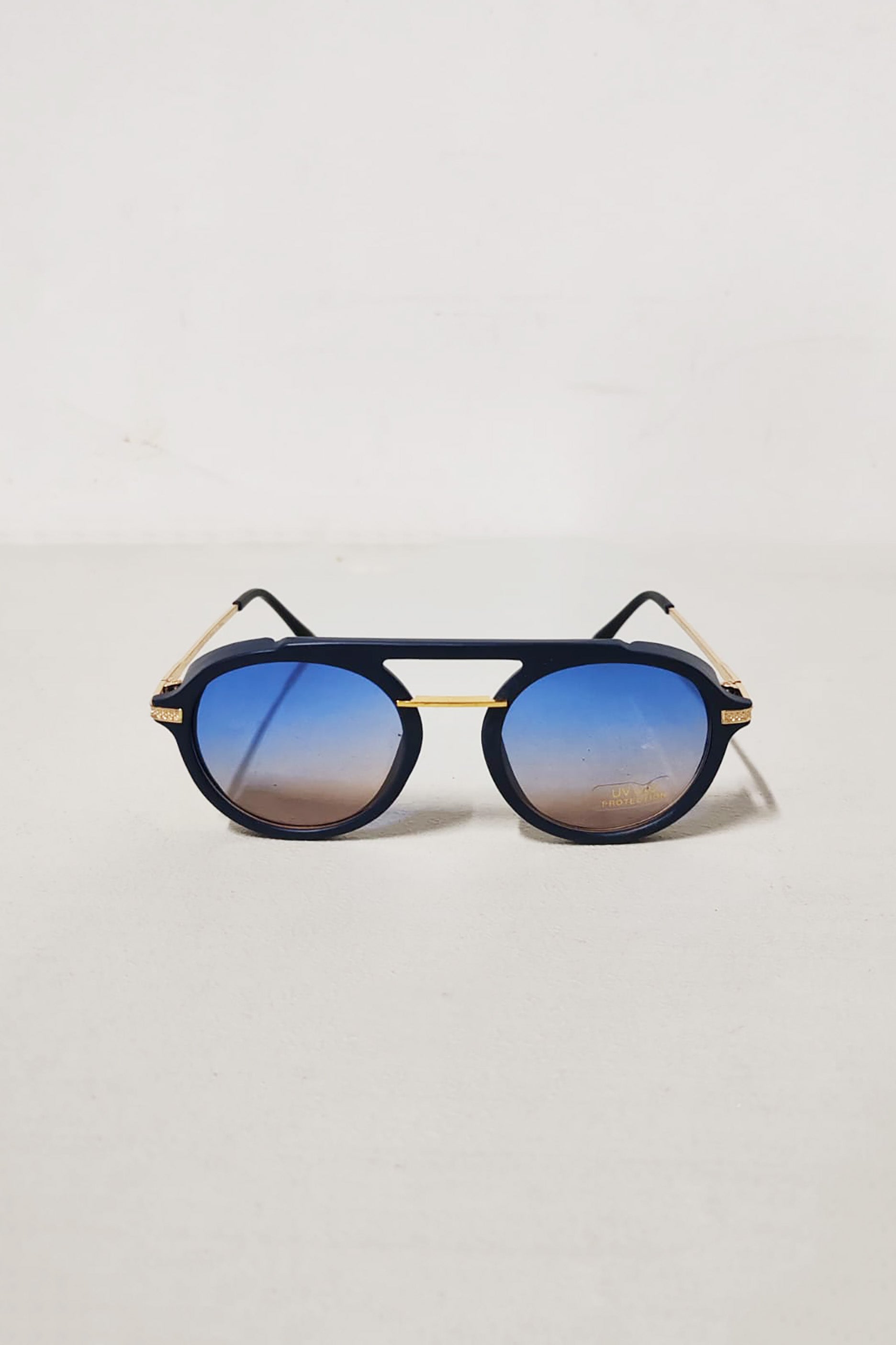Gold Frame with Blue Tint Sunglasses