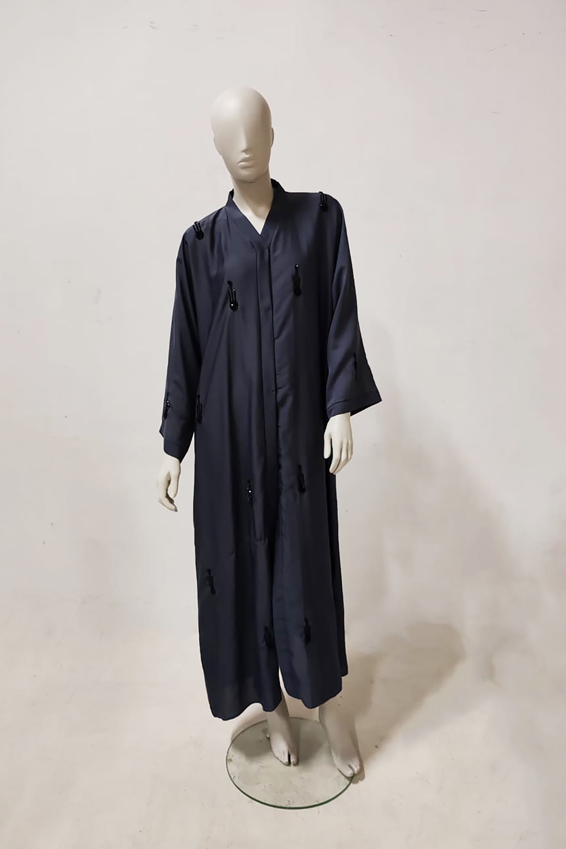 Dark Grey Long Beaded Abaya