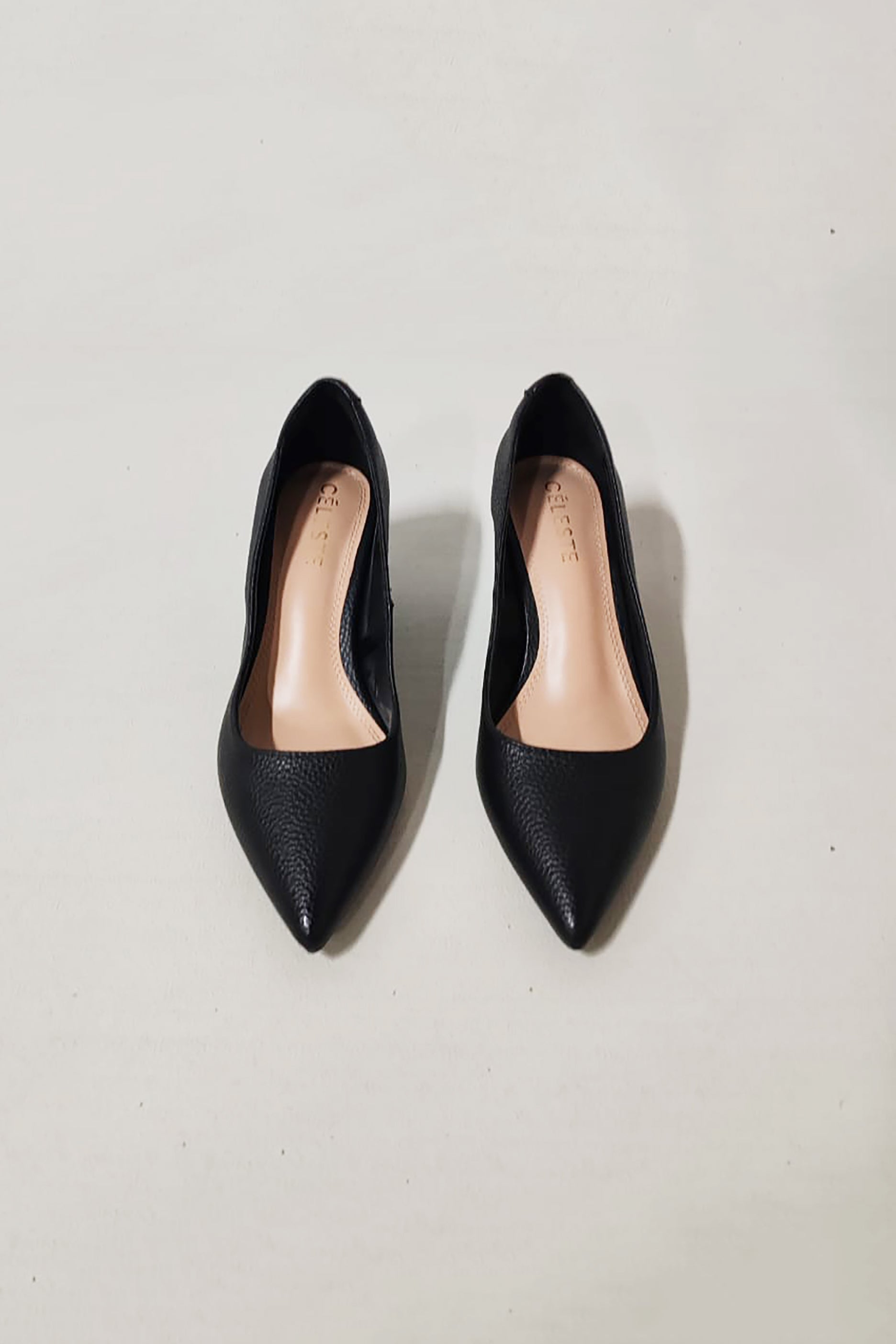 Ladies Black Textured Pointed Toe Shoes (Eu39)