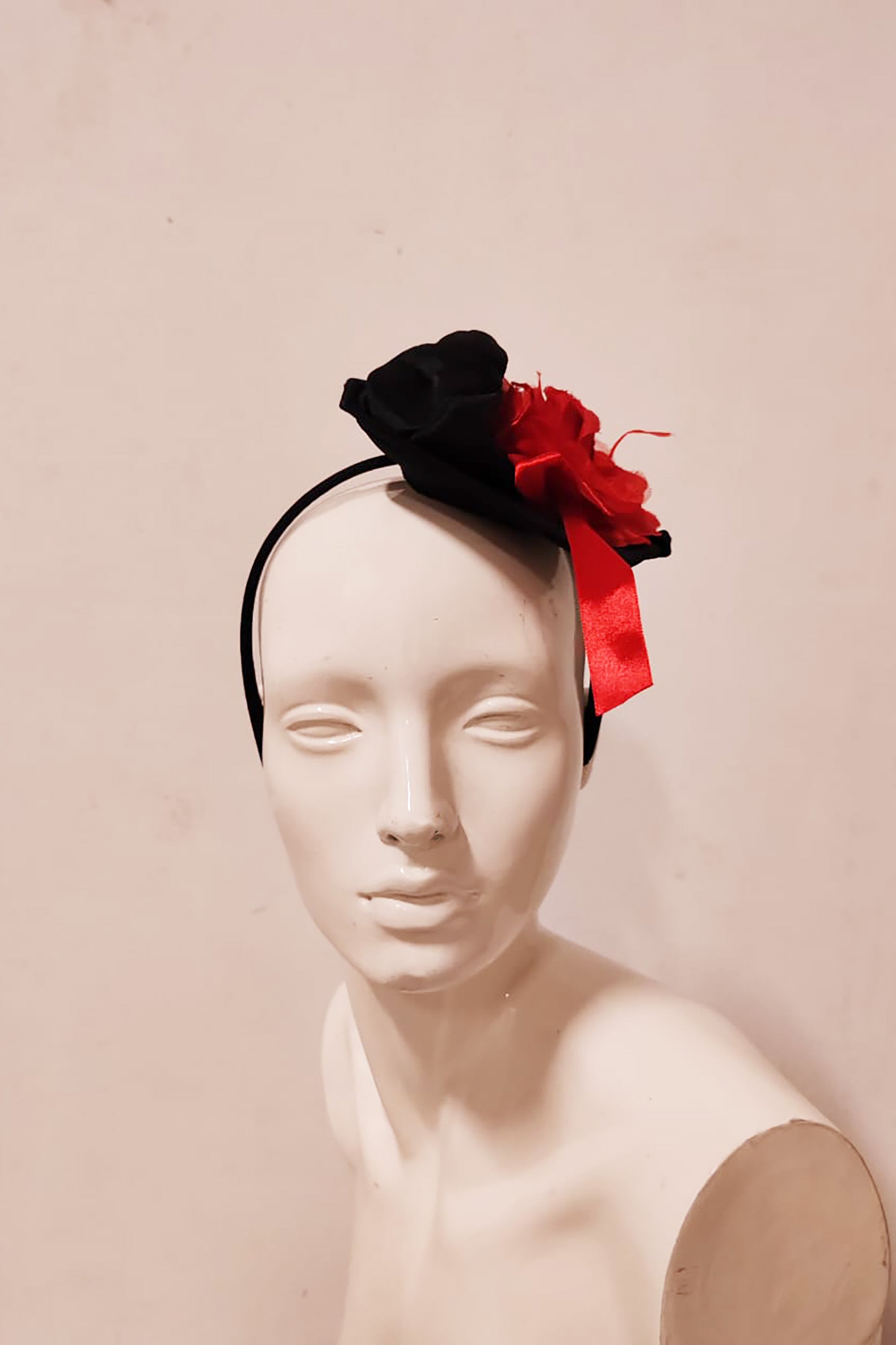 Red and Black Flower Headband