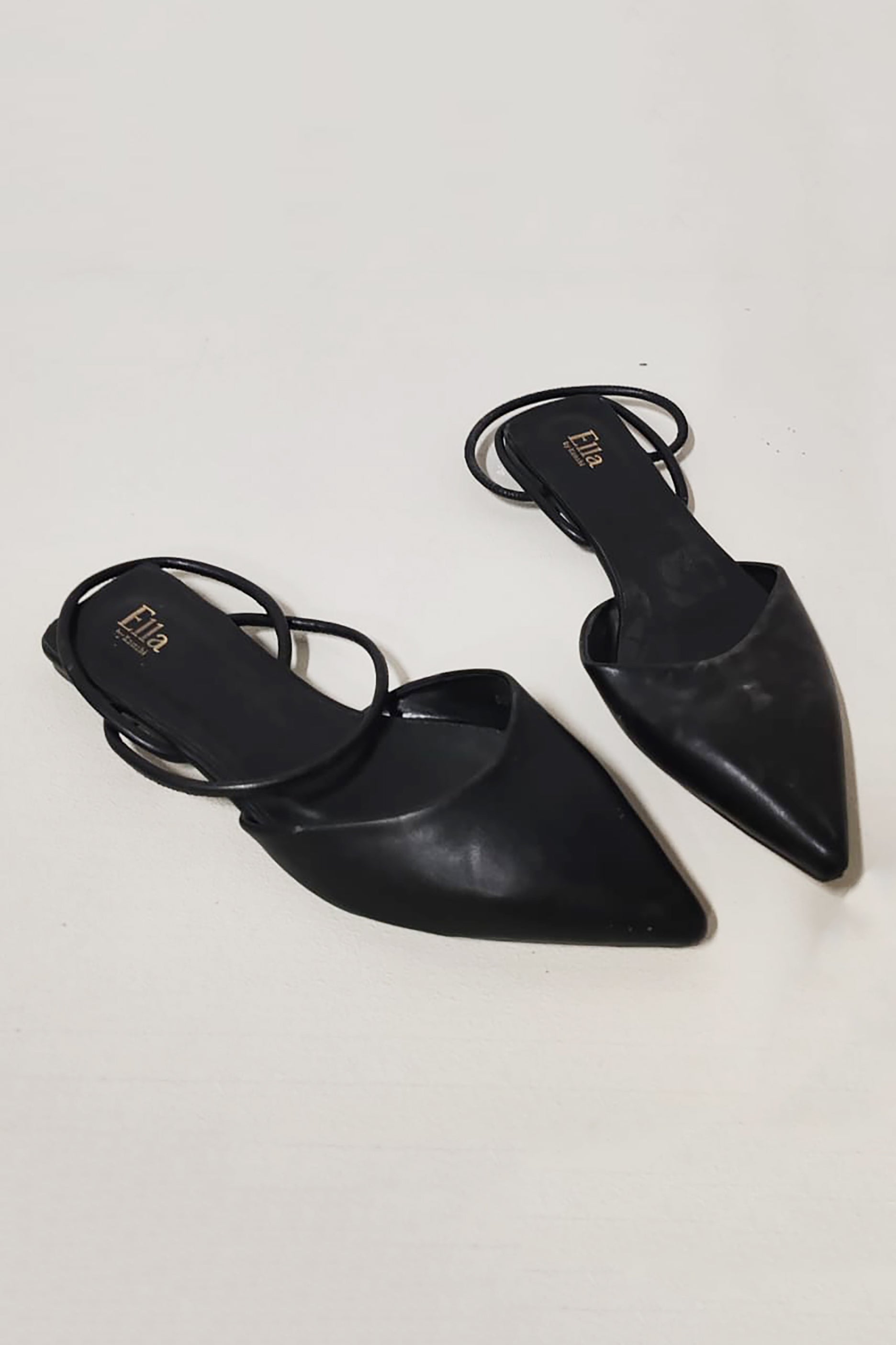 Ladies Black Textured Pointed Toe Sandals (Eu41)