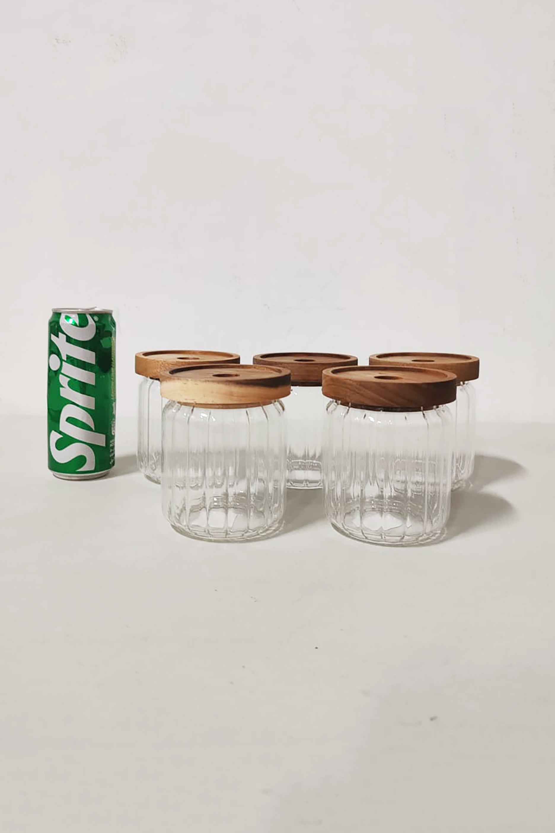 Stripe Glass Jar Set with Lid