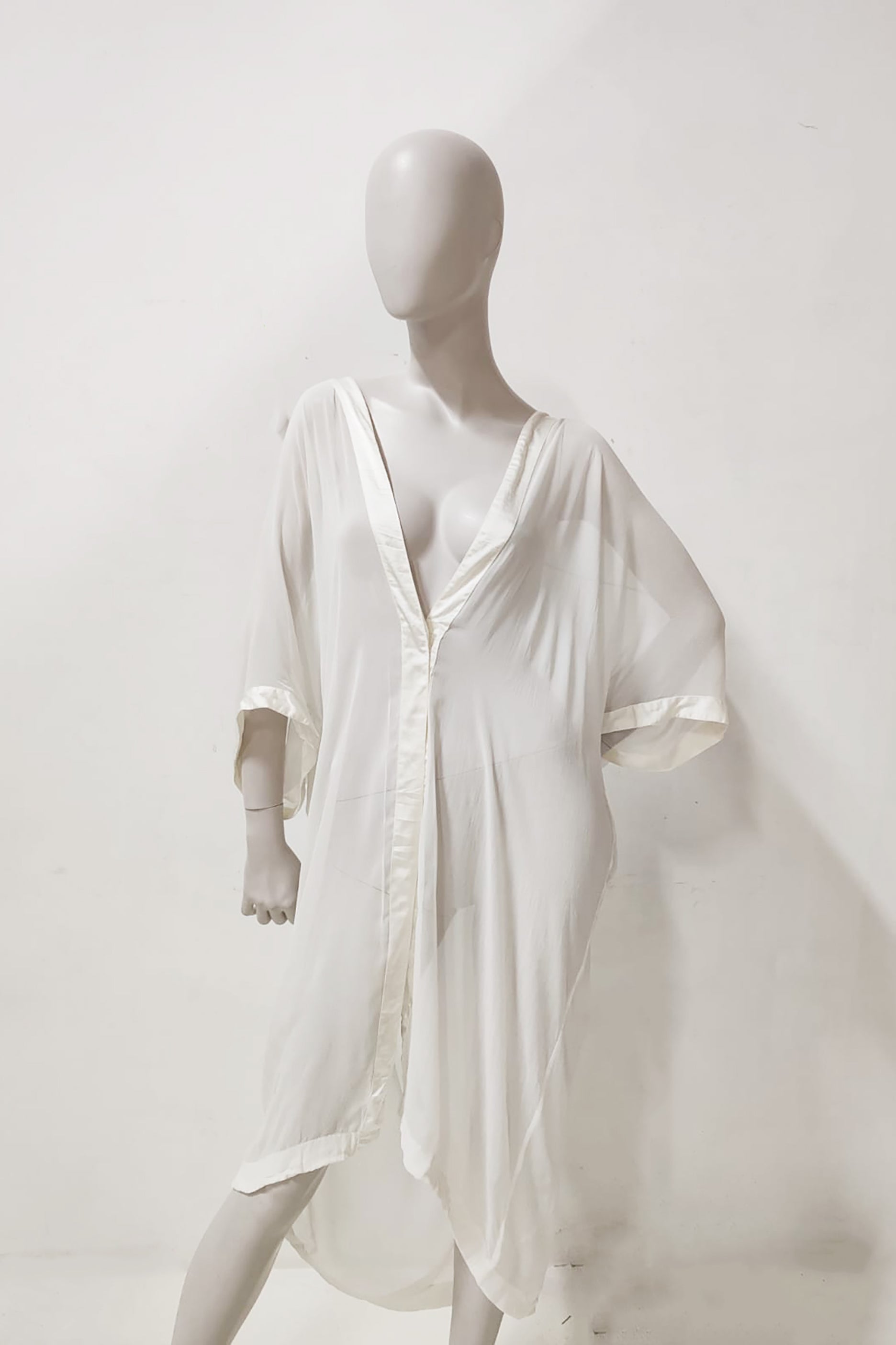 White Summer Kaftan Satin Dress