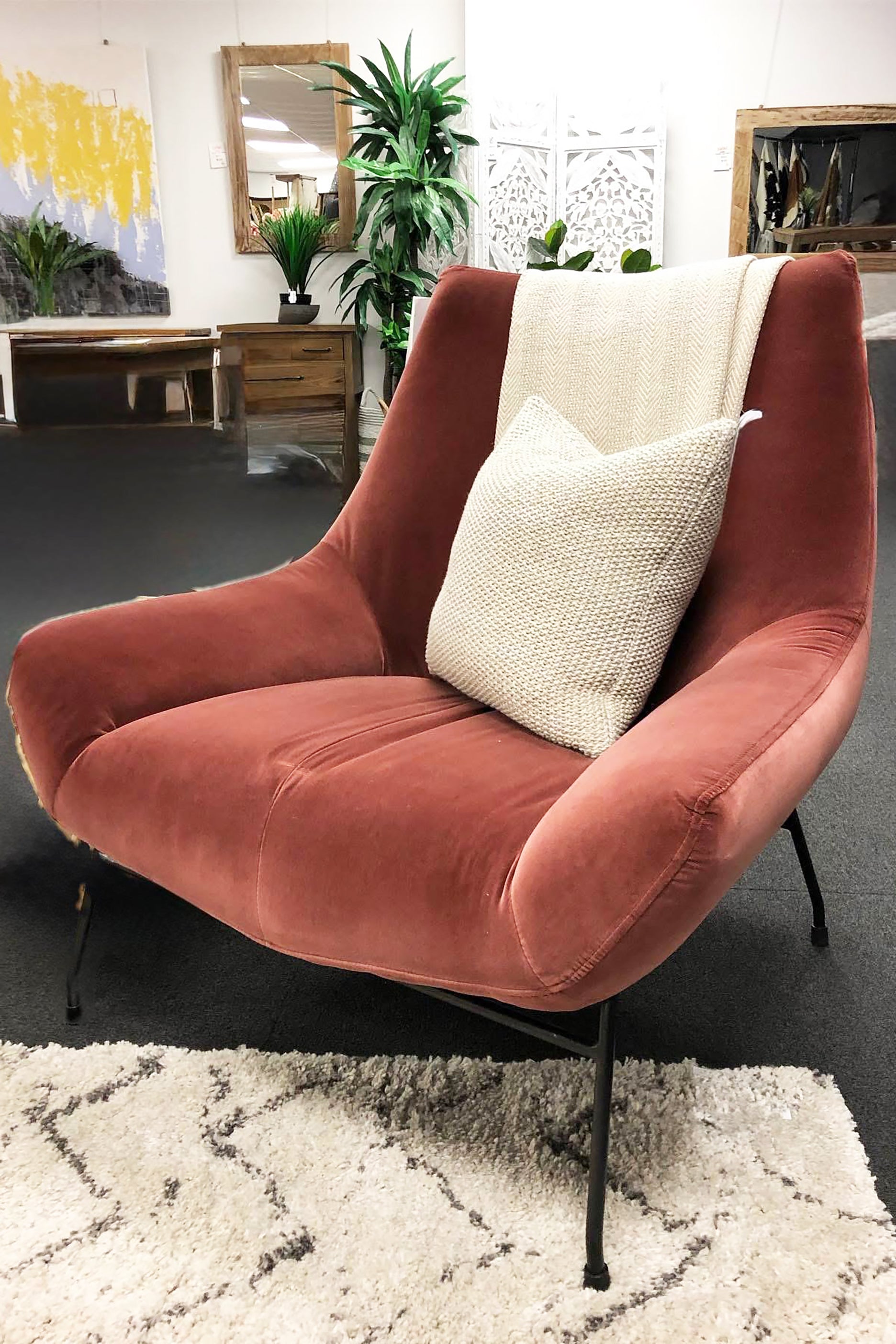 Blush Velvet Accent Chair