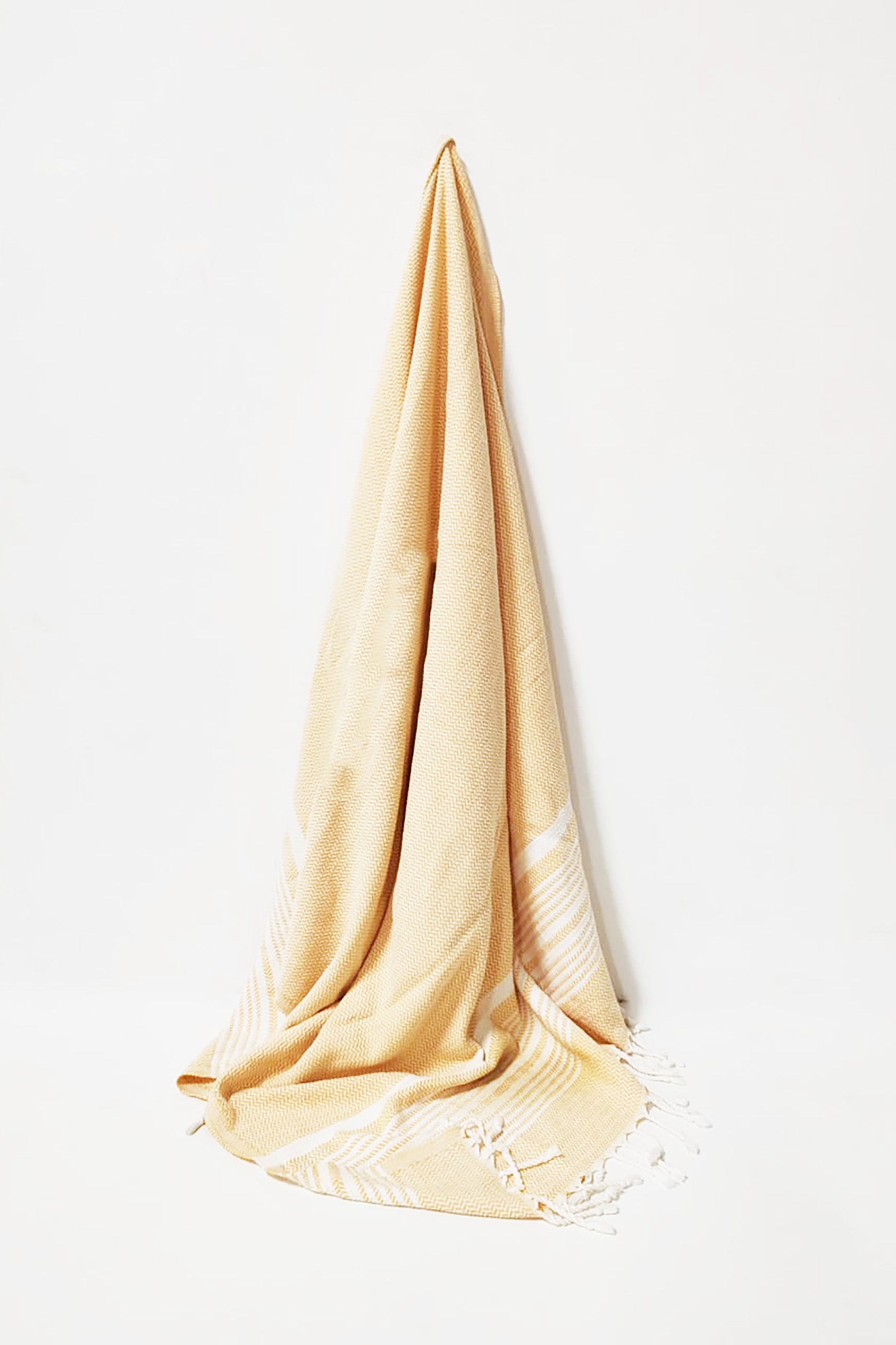 Yellow Printed Throw Blanket with Tassels