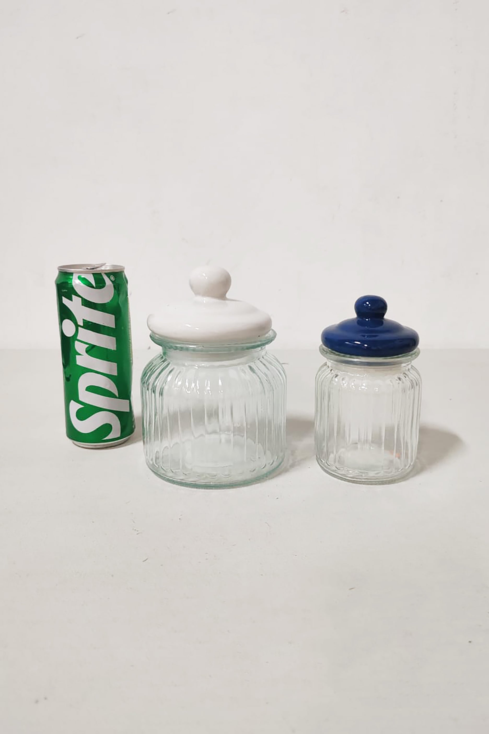 Storage Glass Ribbed Jar Set as 2