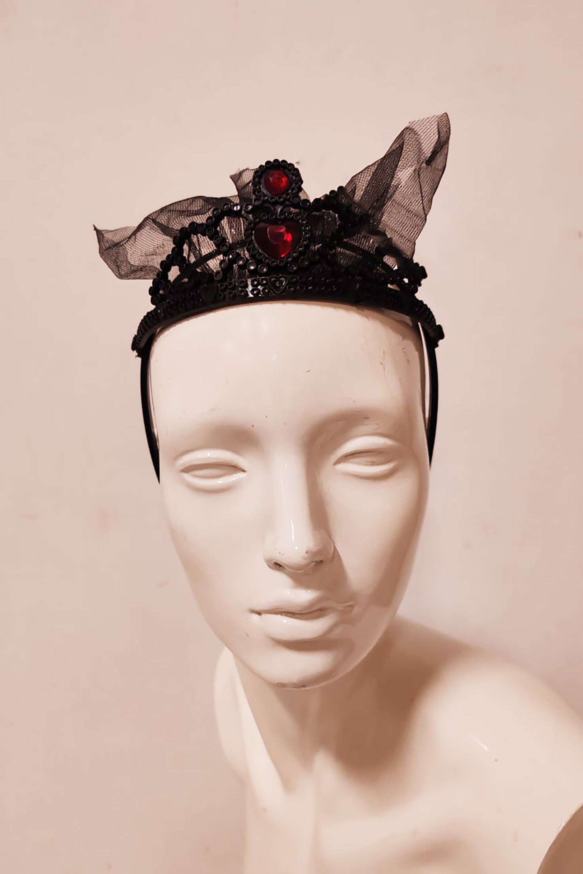 Black Crown Headband with Mesh