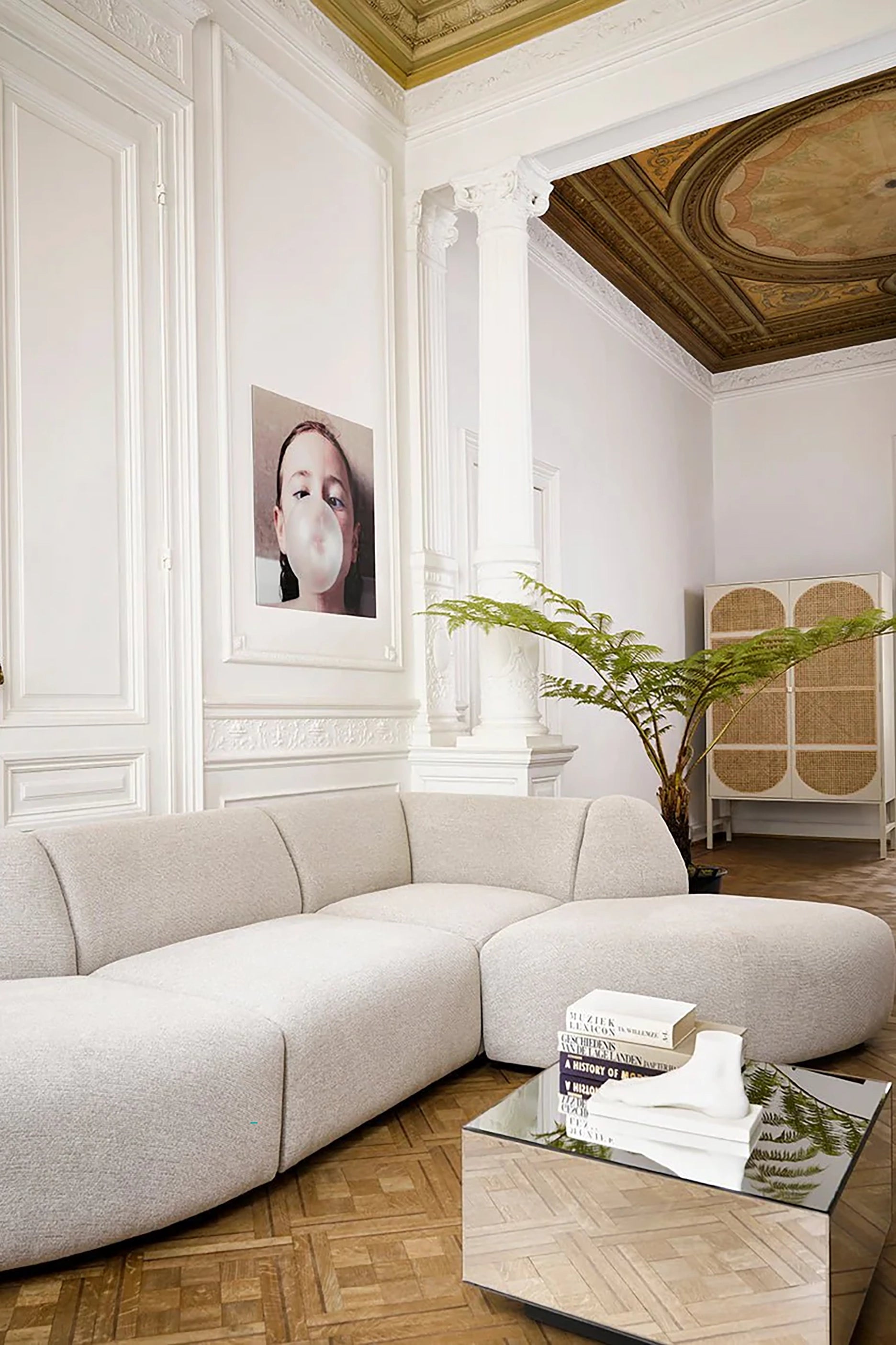 Sectional modern sofa in light grey