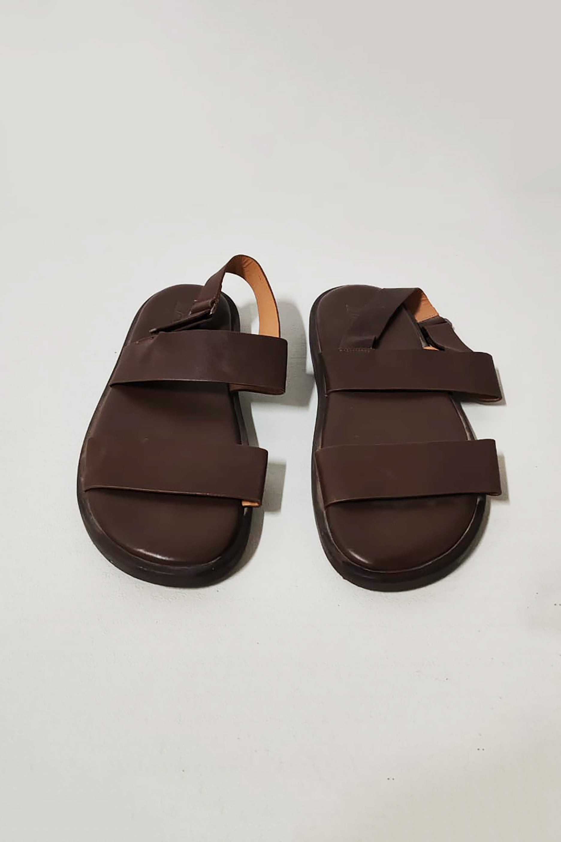 Brown Leather Double Strap Sandals