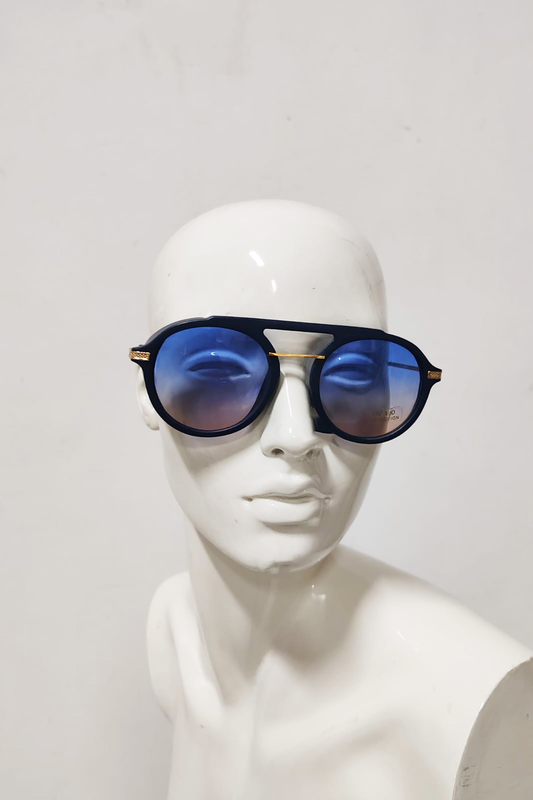 Gold Frame with Blue Tint Sunglasses