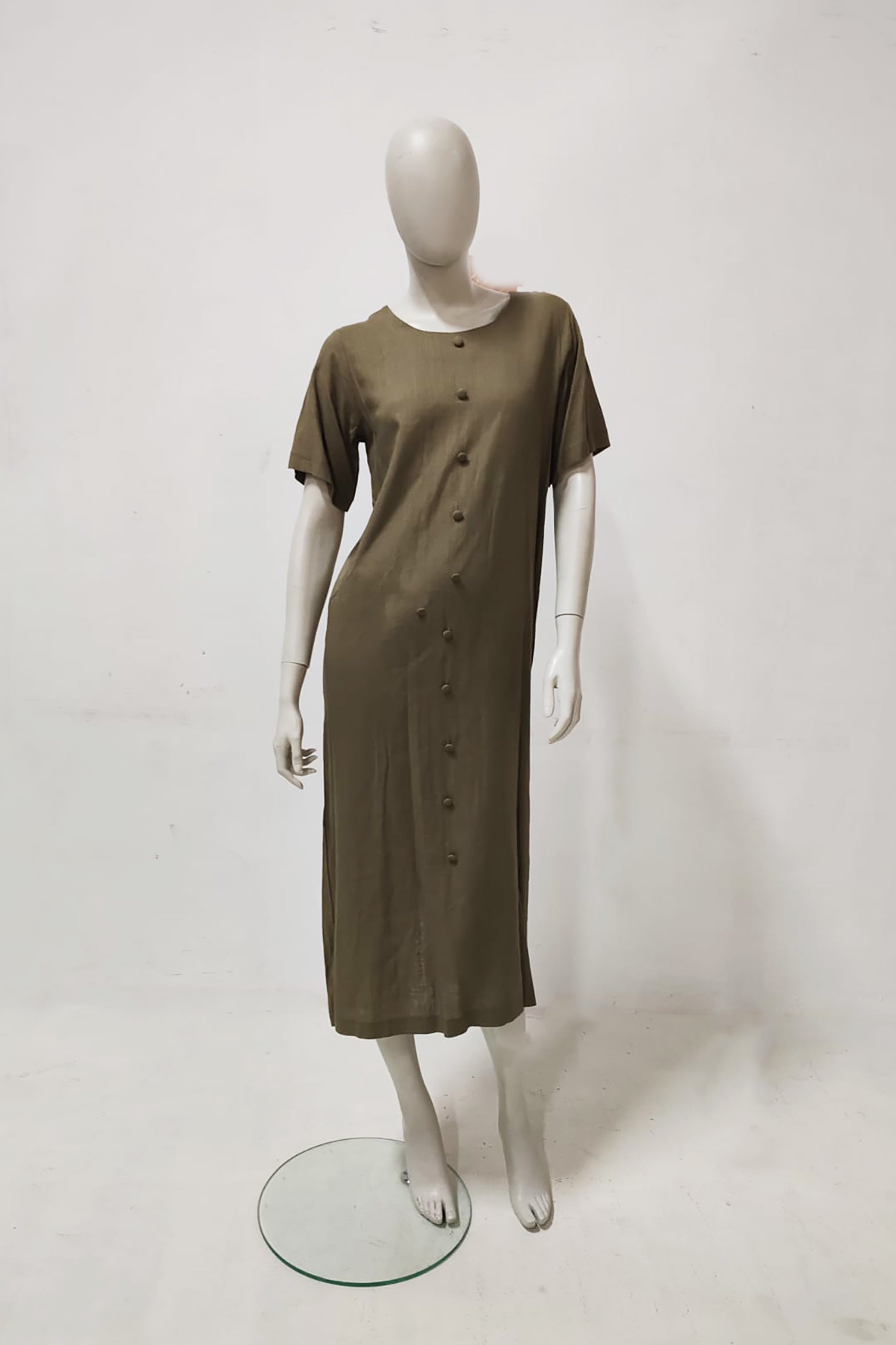 Green Long Solid Dress