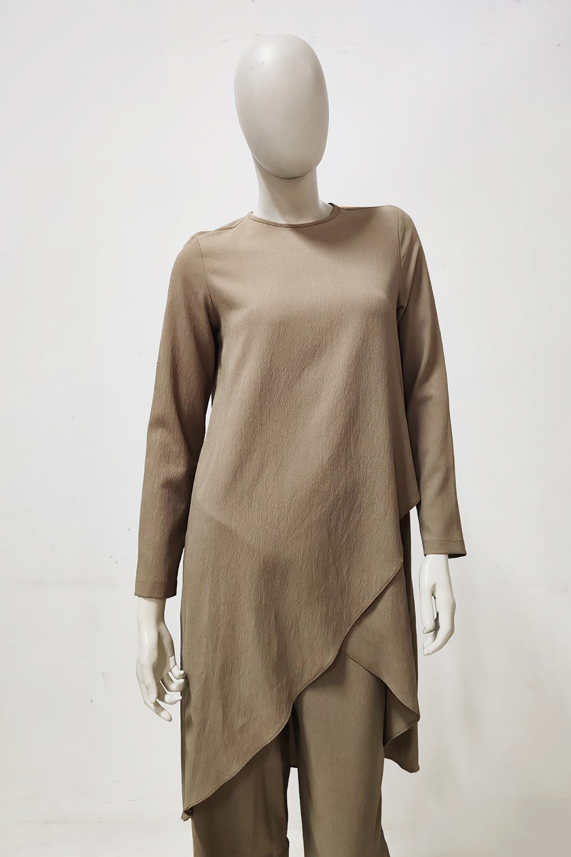 Brown Woven High-Low Co-Ord