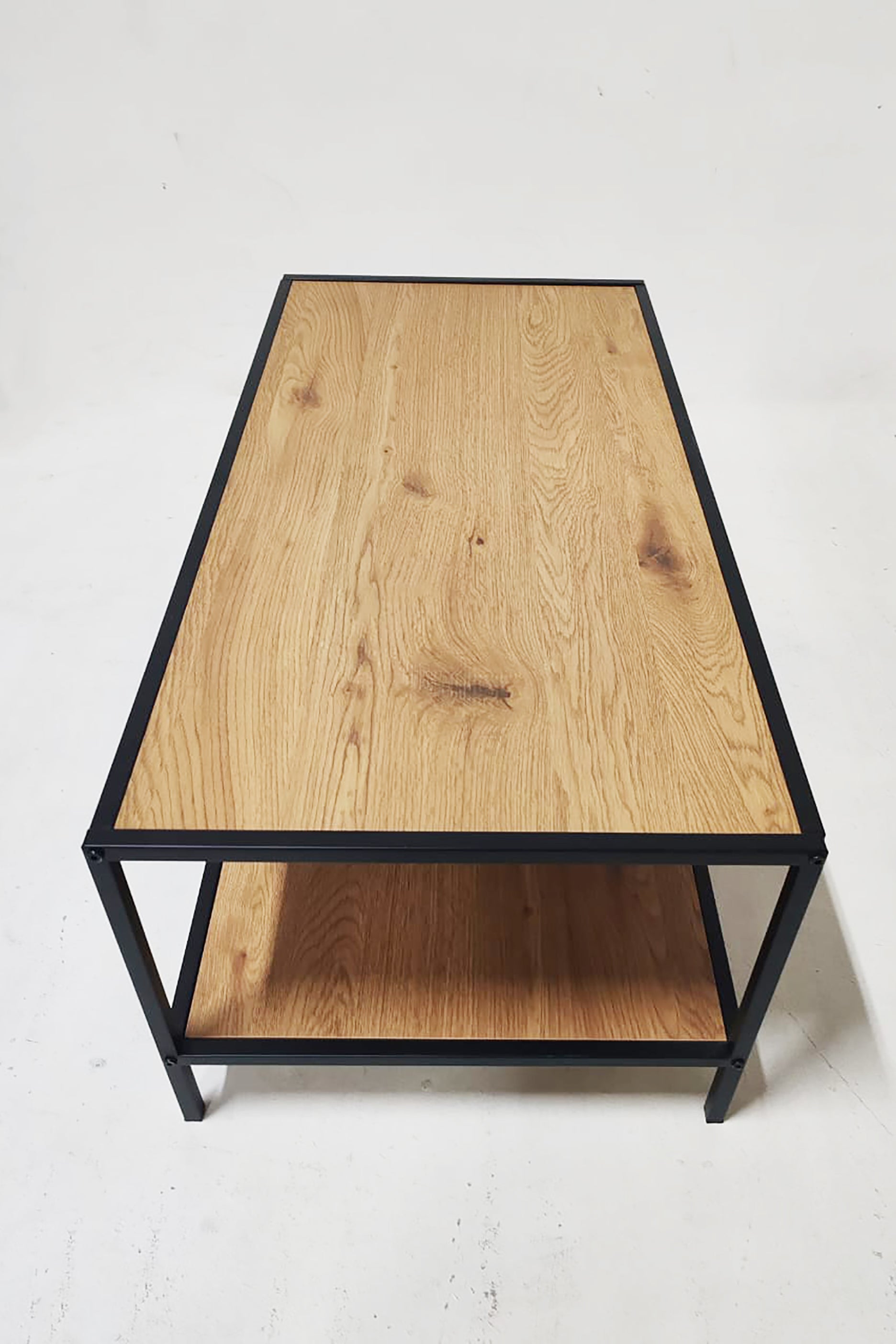 Wooden Coffee Table with Metal Frame