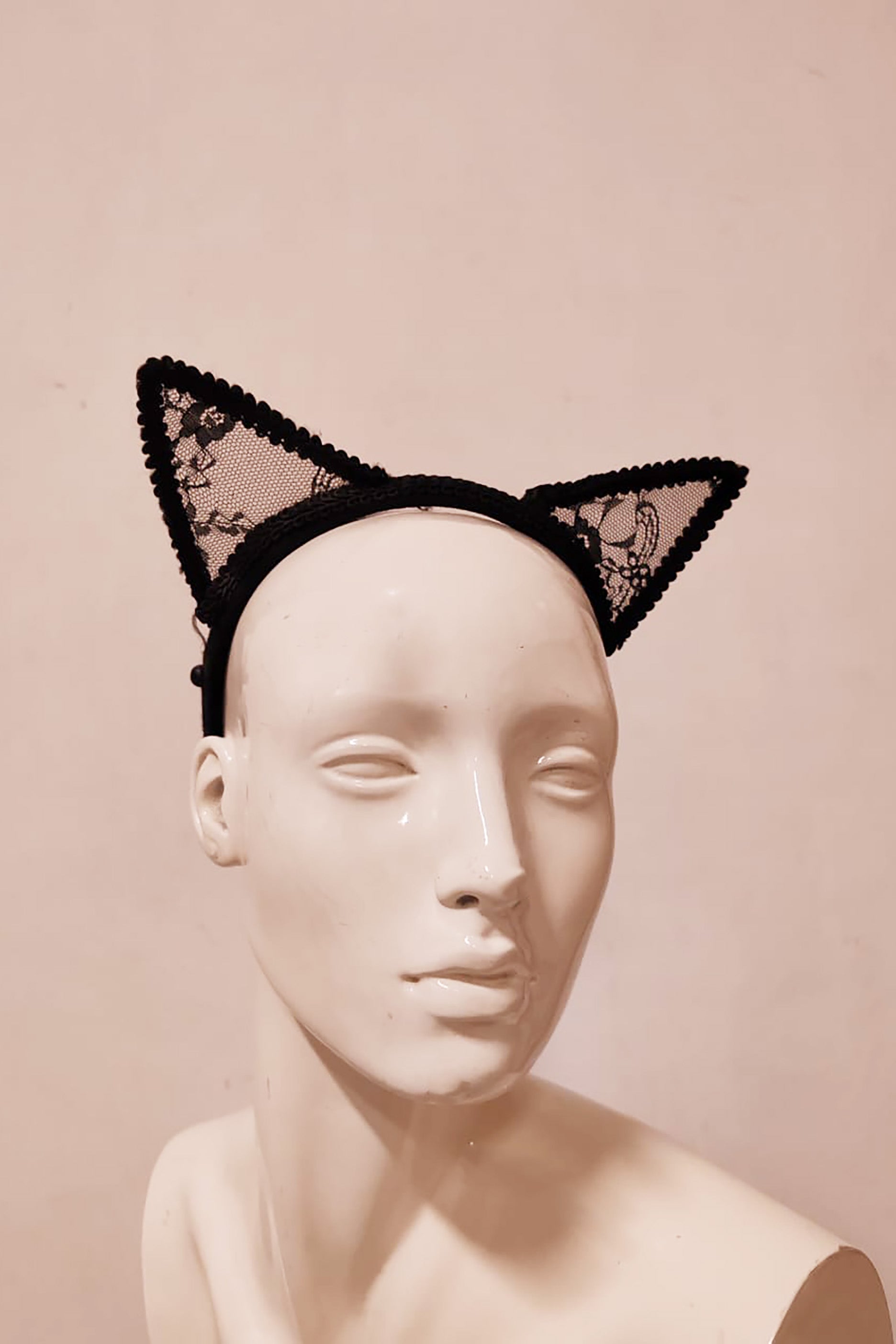 Black Lace Cat Ear Headband