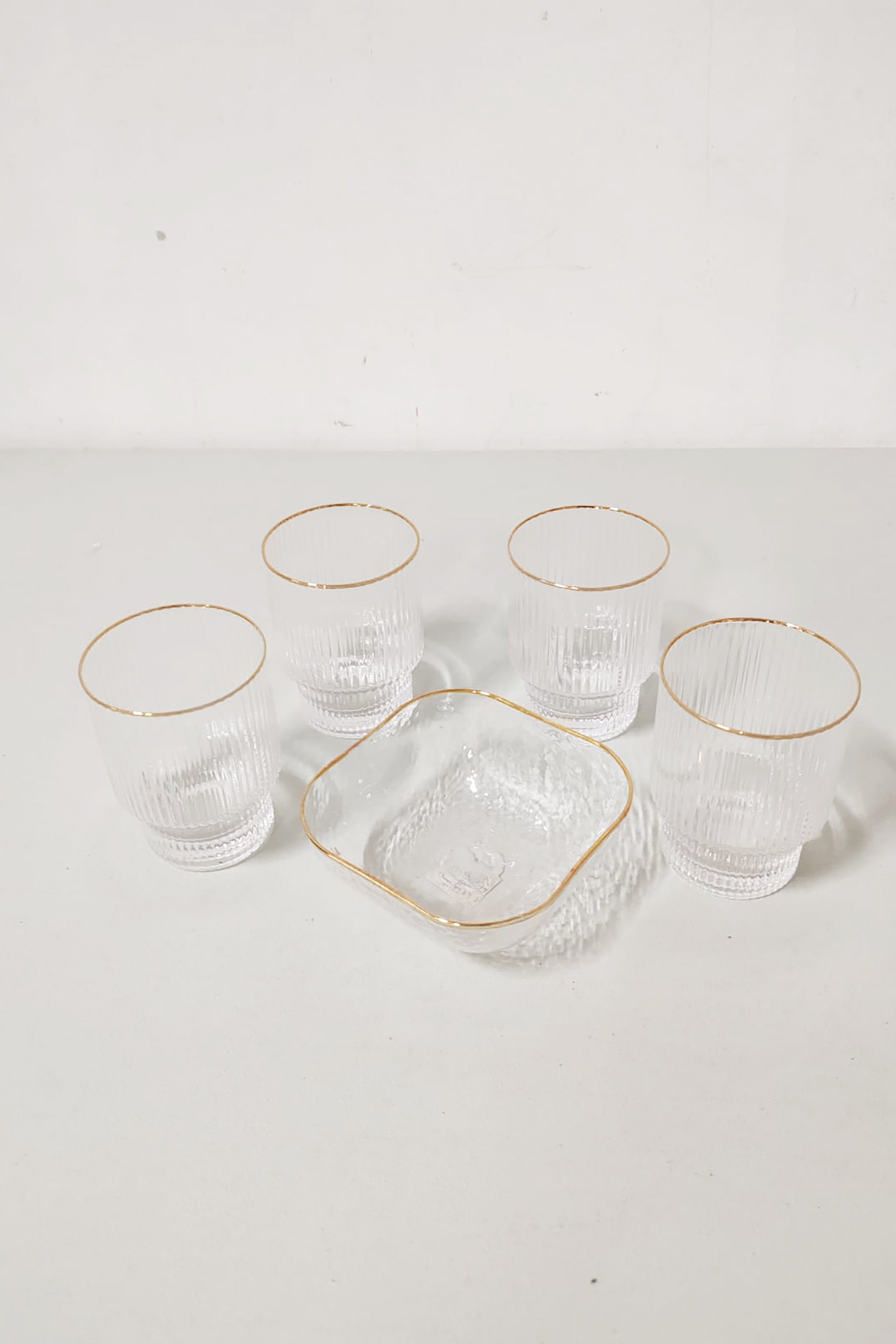 Glass and Bowl with Gold Trim Set