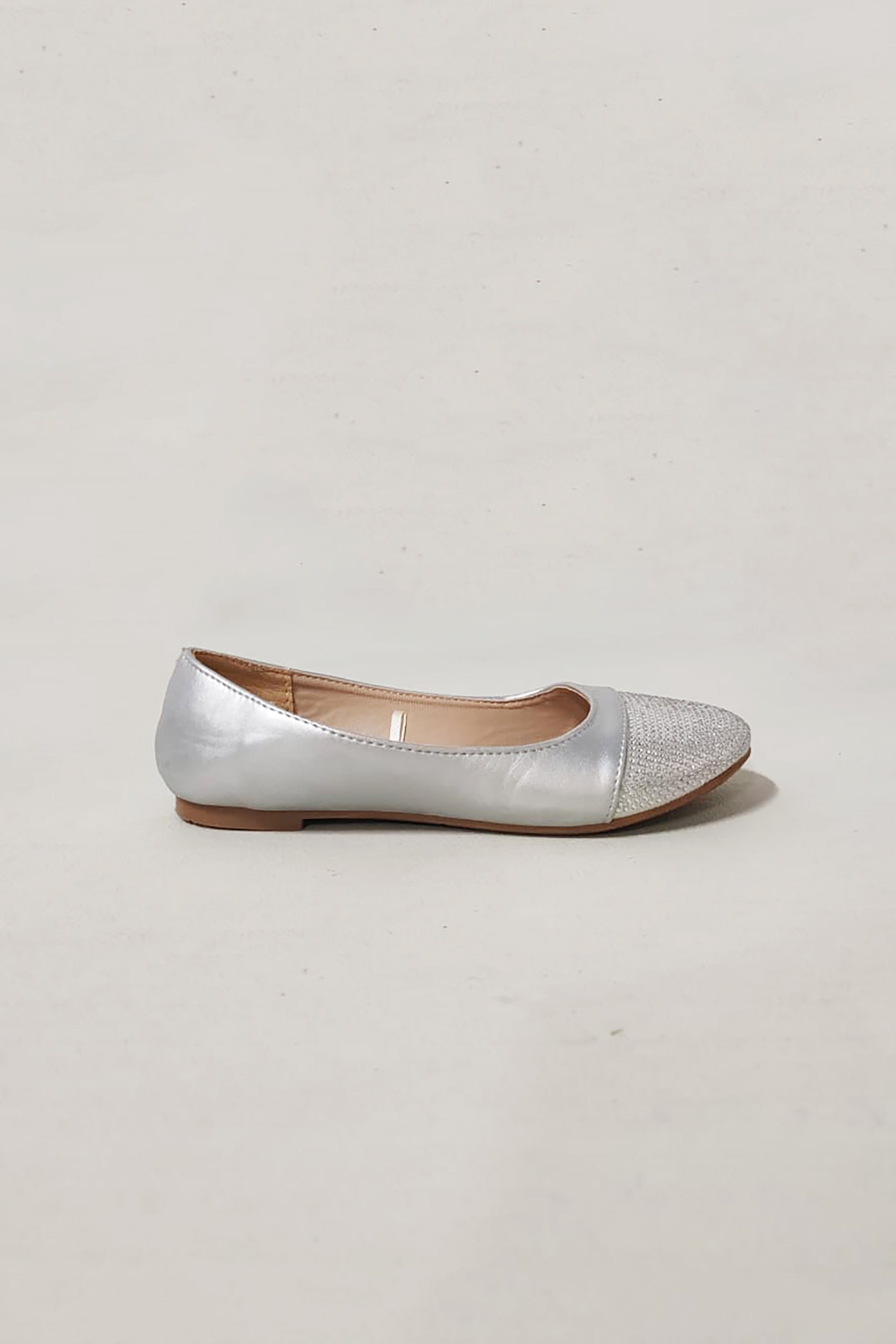 Girls Silver Round Toe Slip on Shoes