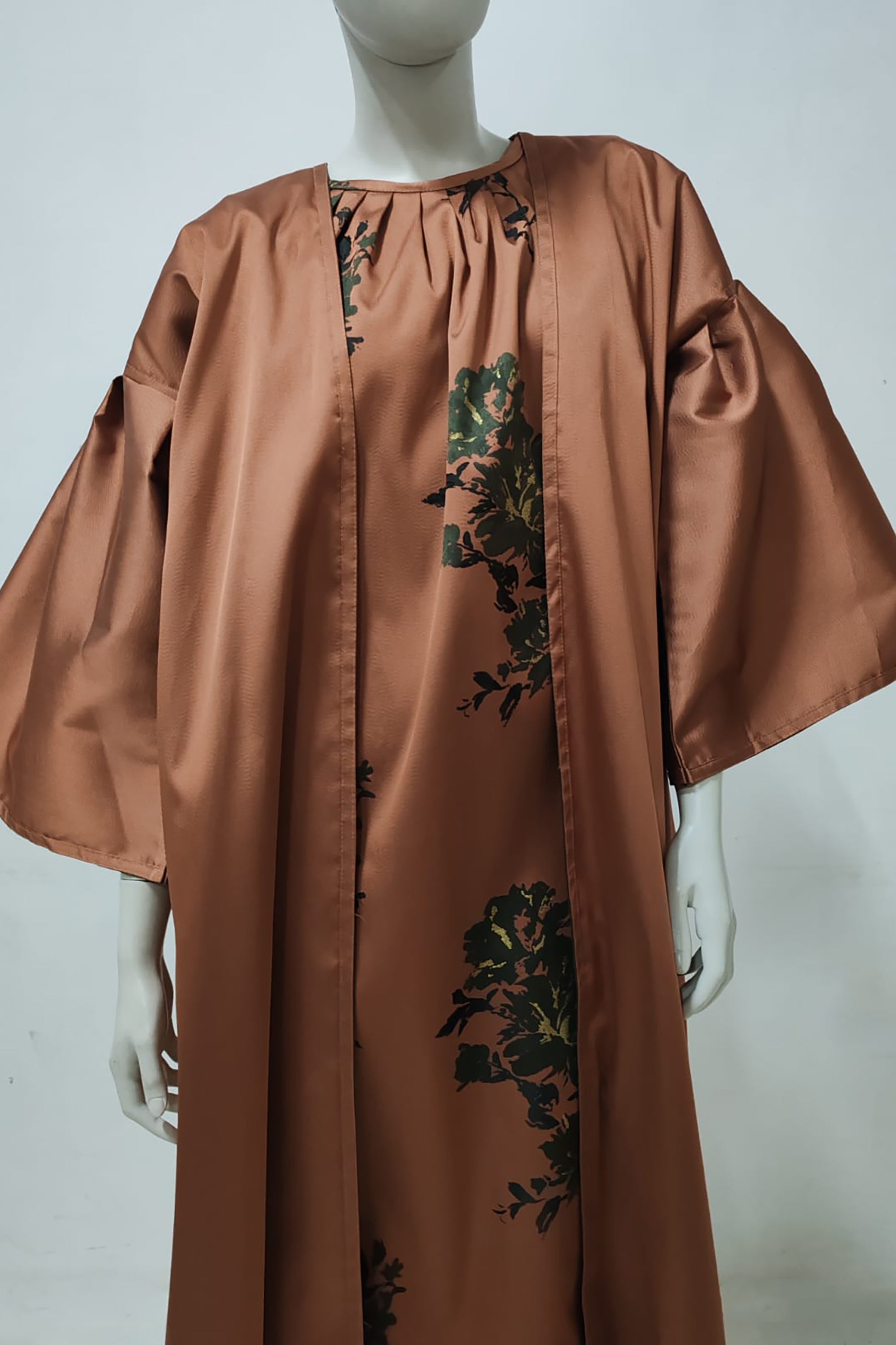 Brown Reversible Flared Sleeve Abaya
