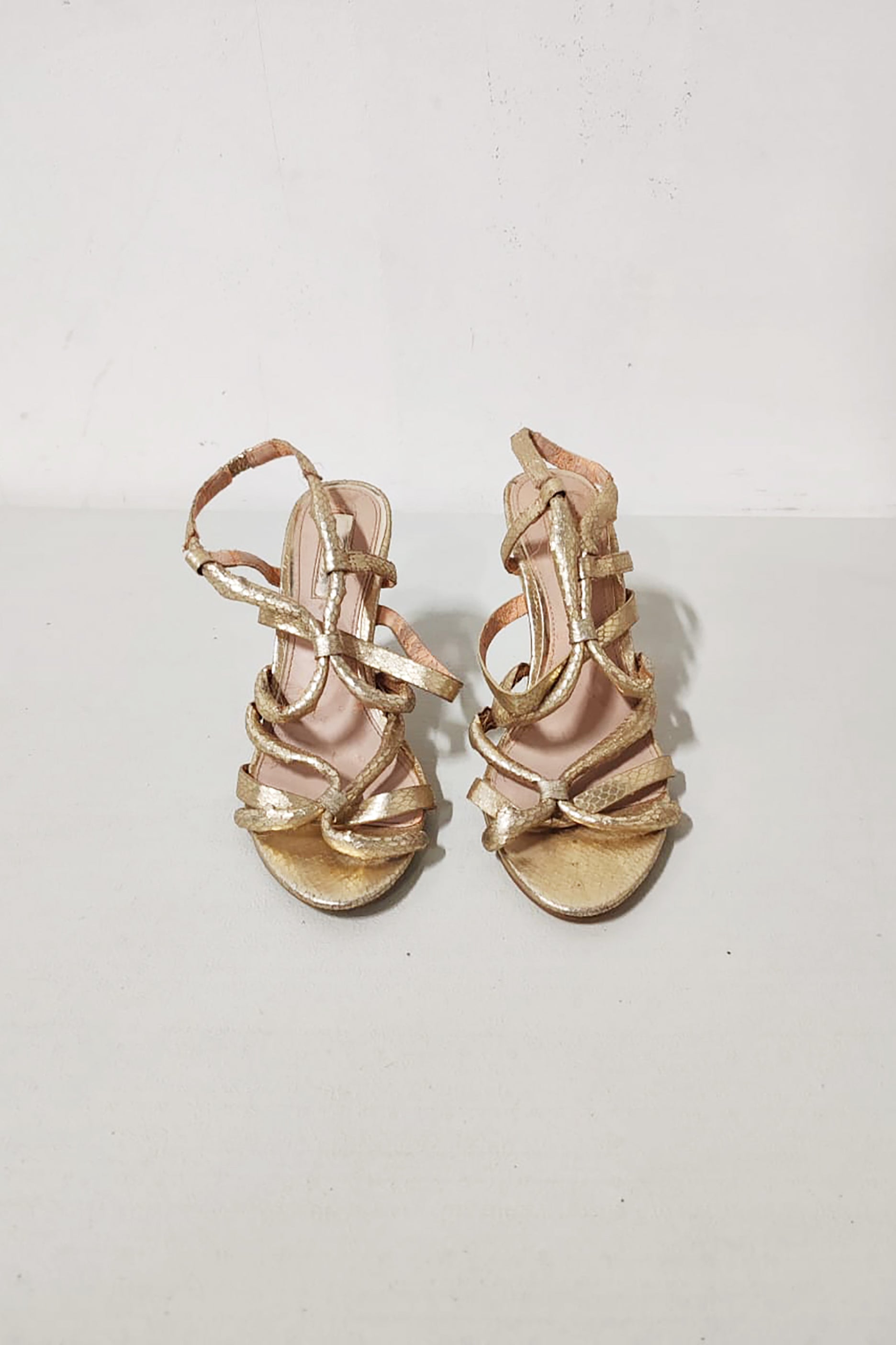 Ladies High Heels Gold Sandals (Eu39)