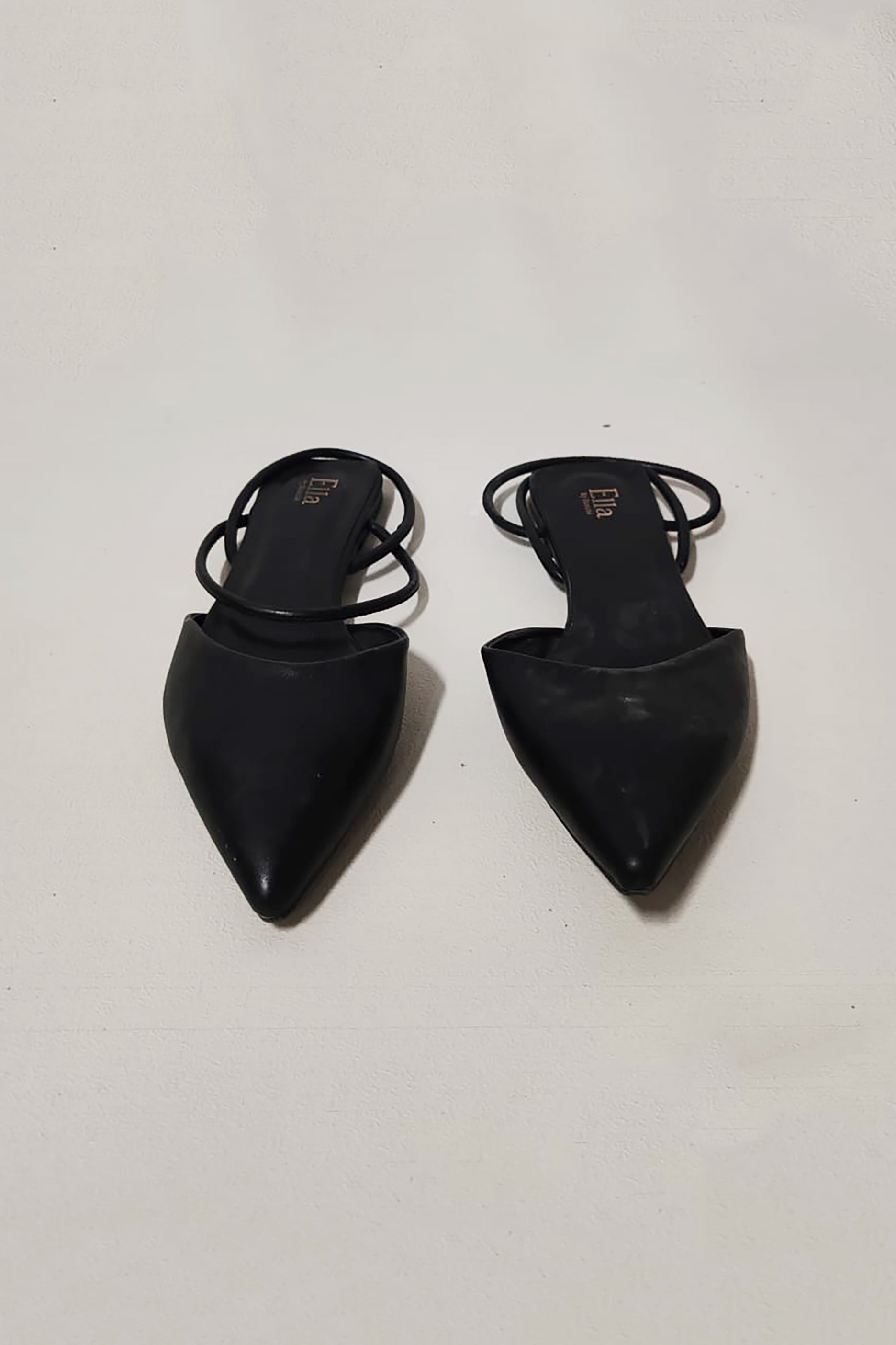 Ladies Black Textured Pointed Toe Sandals (Eu41)