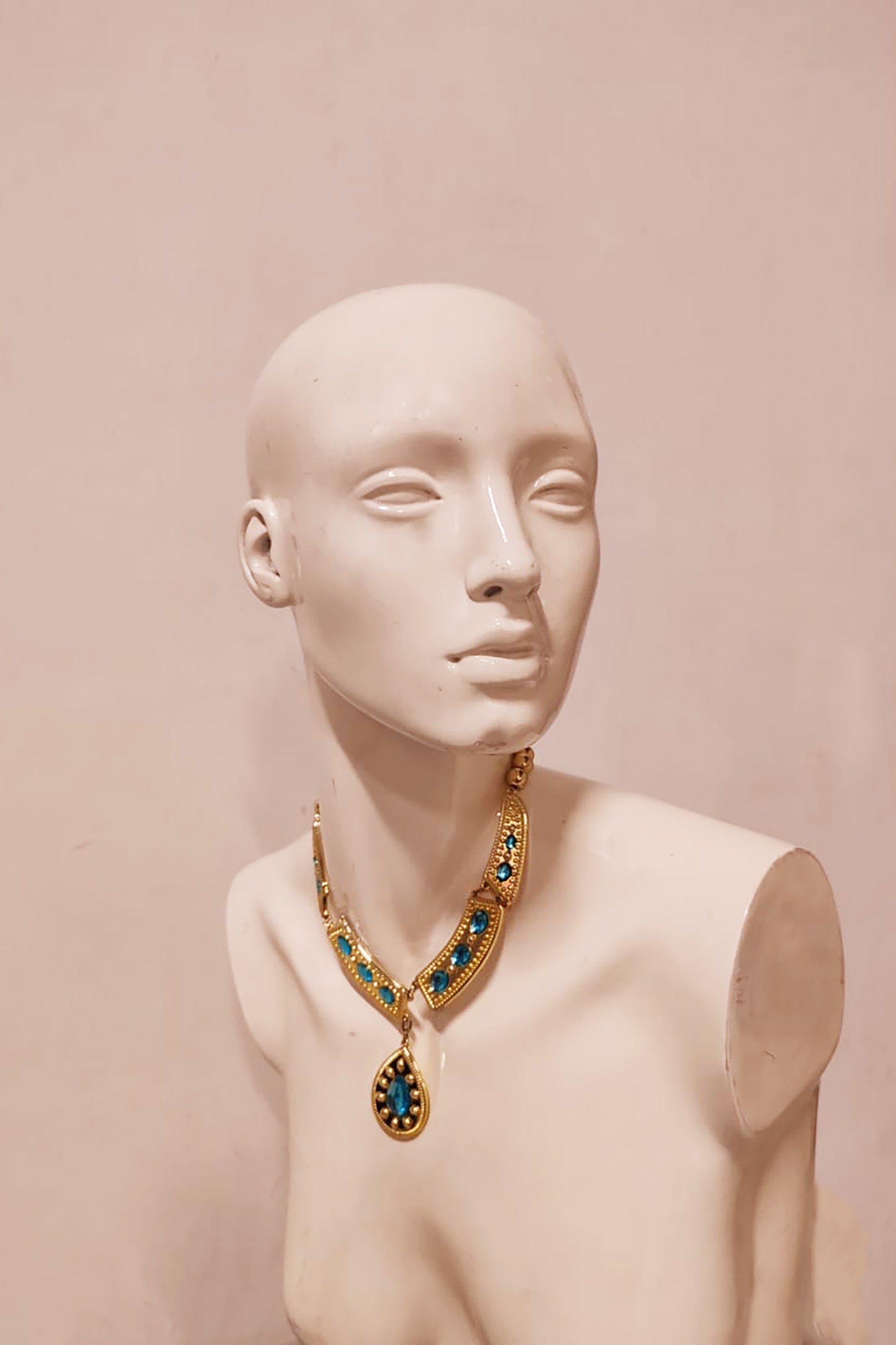 Blue and Gold Plastic Necklace