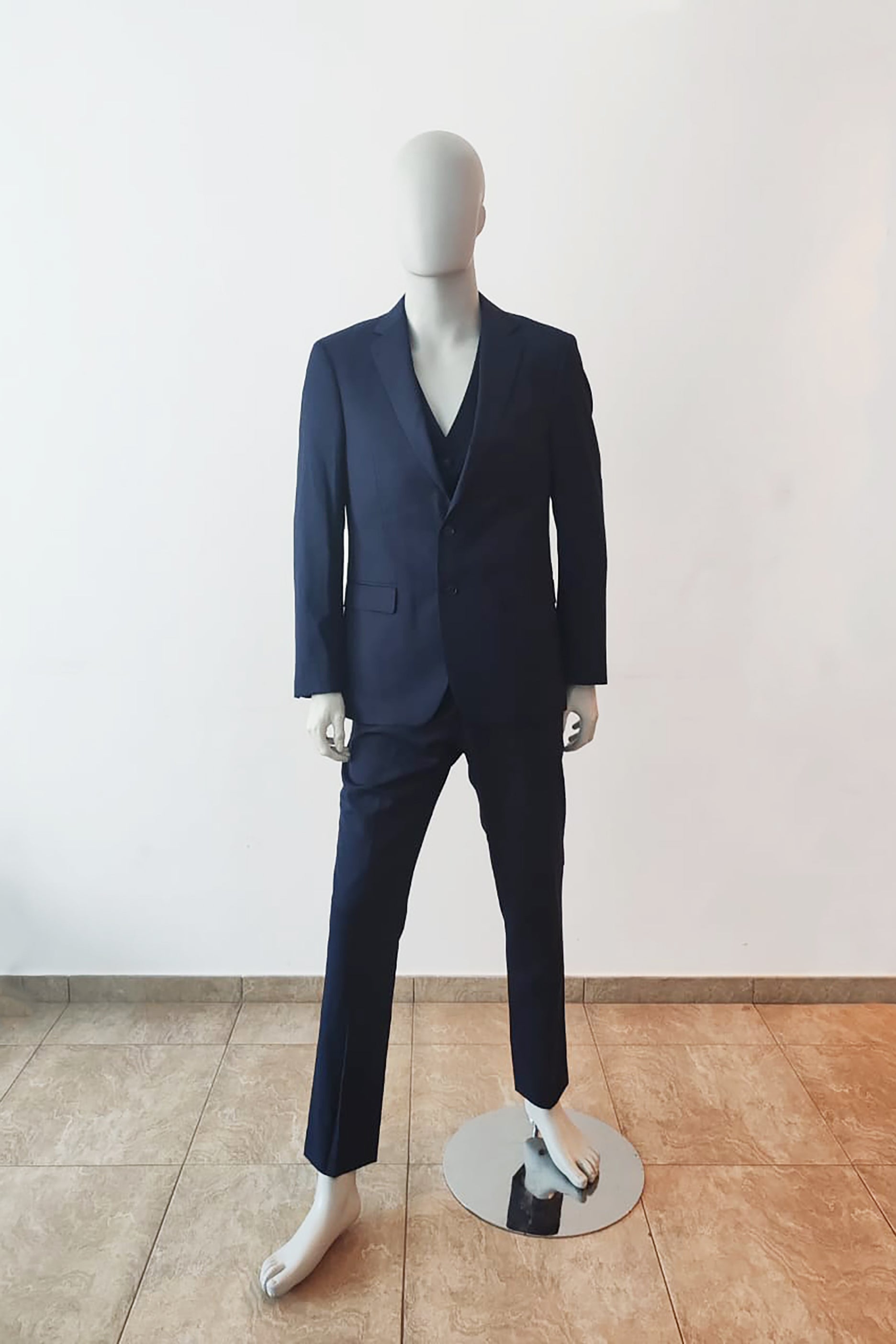 Mens Navy Blue Formal Suit with Vest