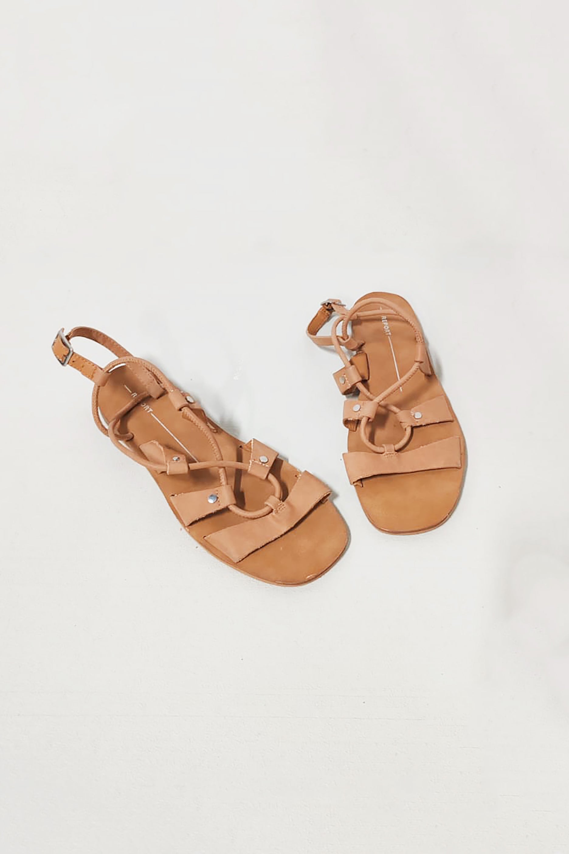 Brown Sandals Flat Heel Strap