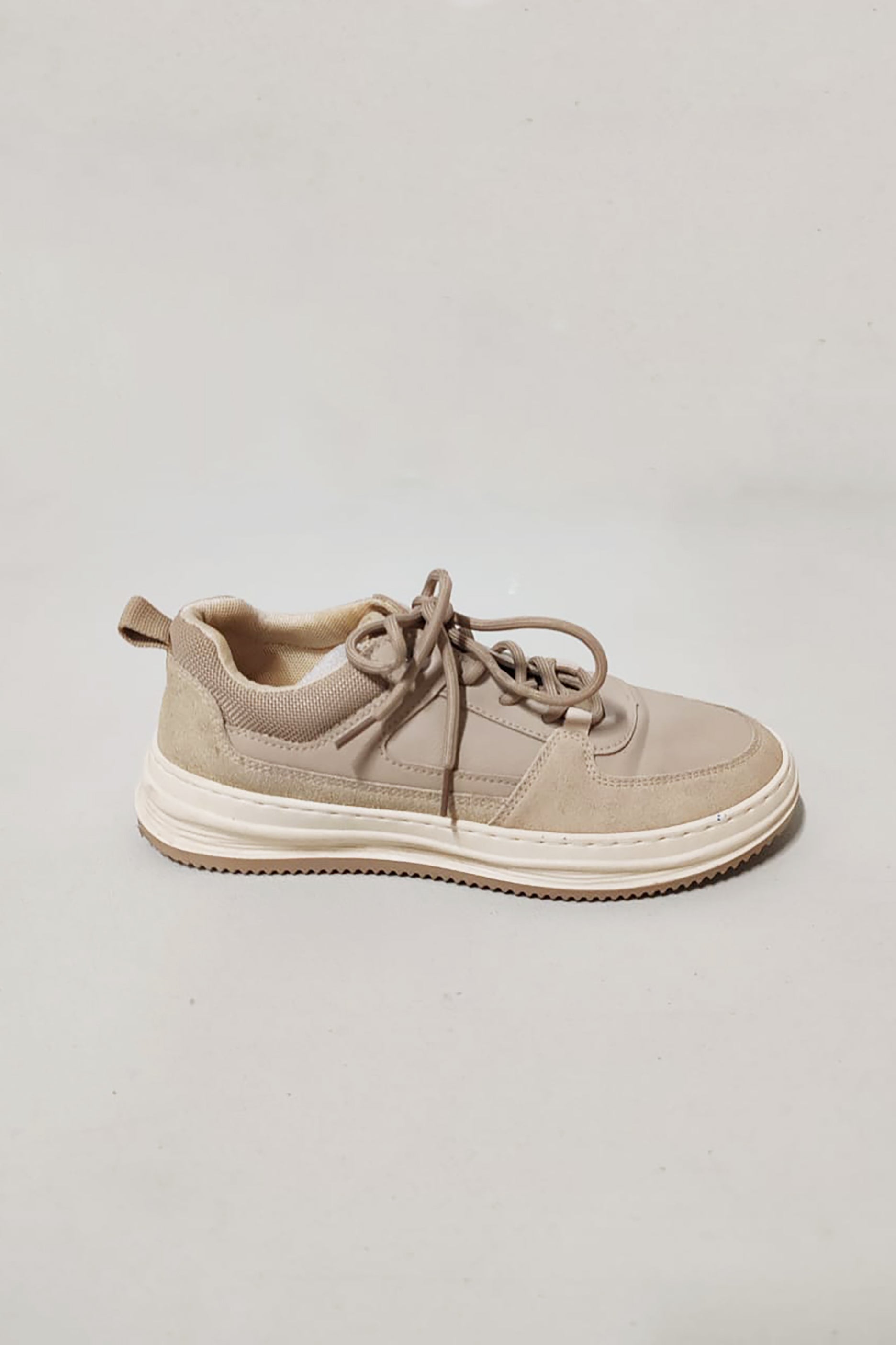 Beige Leather Sneakers