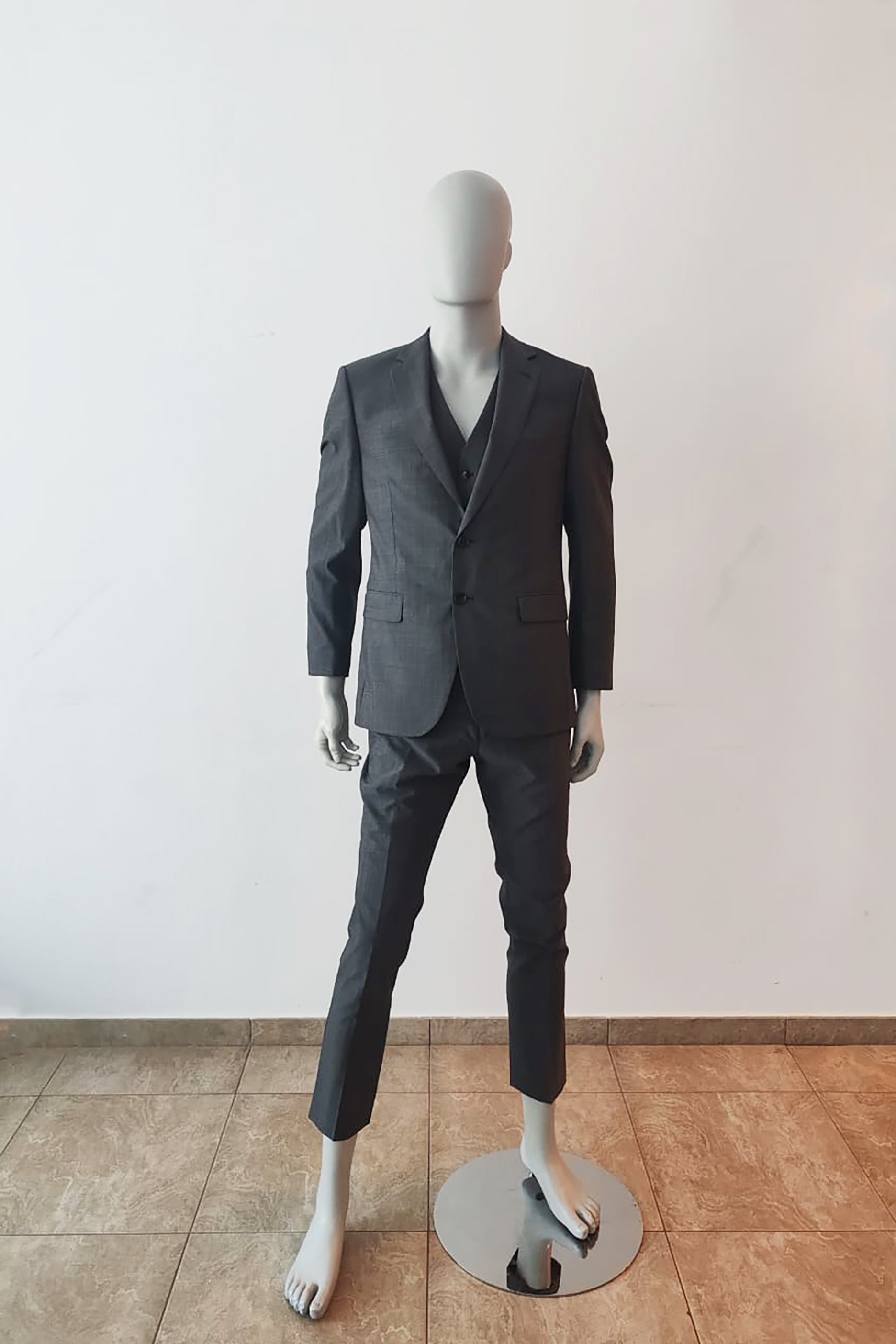 Mens Grey Formal Suit with Vest