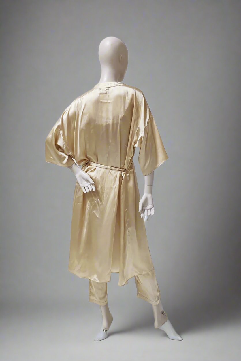 Satin pyjama and dressing gown set