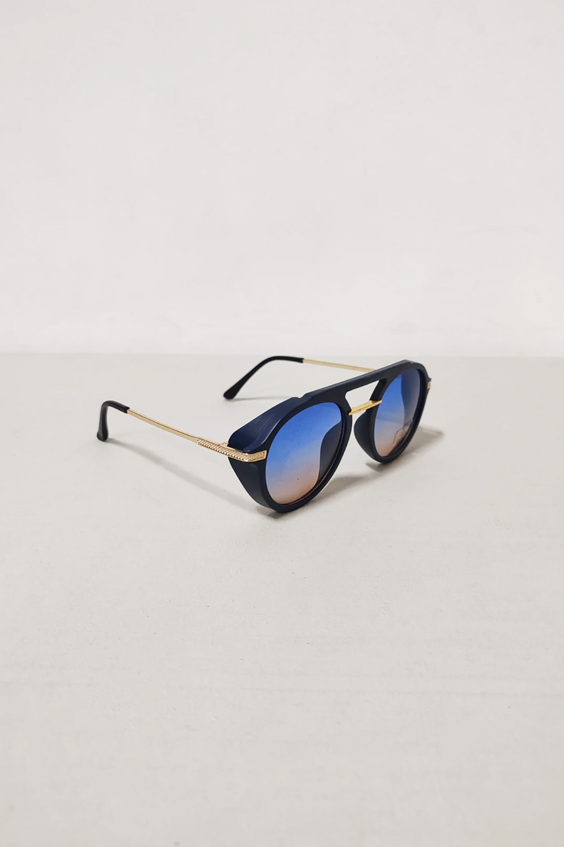 Gold Frame with Blue Tint Sunglasses