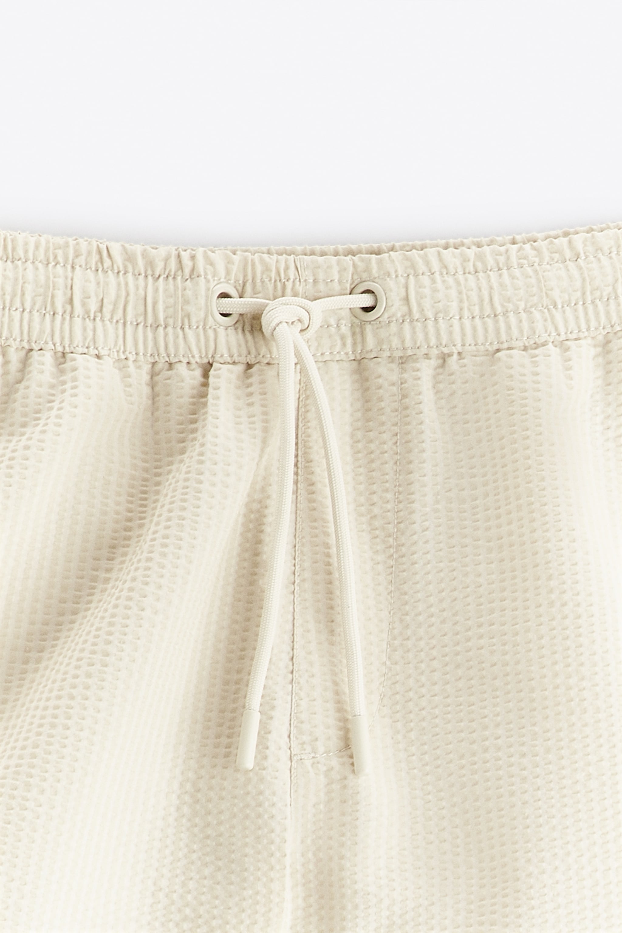 Cream Seersucker Drawstring Shorts (Medium)