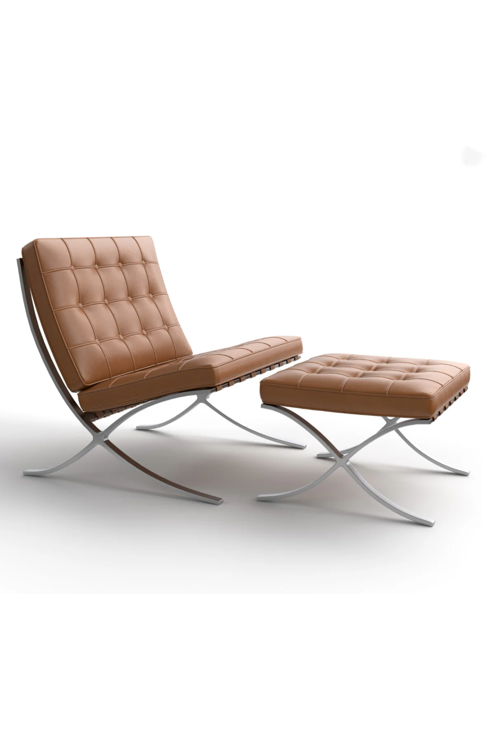 Barcelona Chair and Stool Set