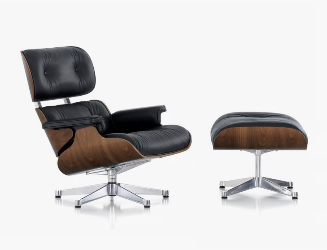 Black leather Eames Lounge Chair
