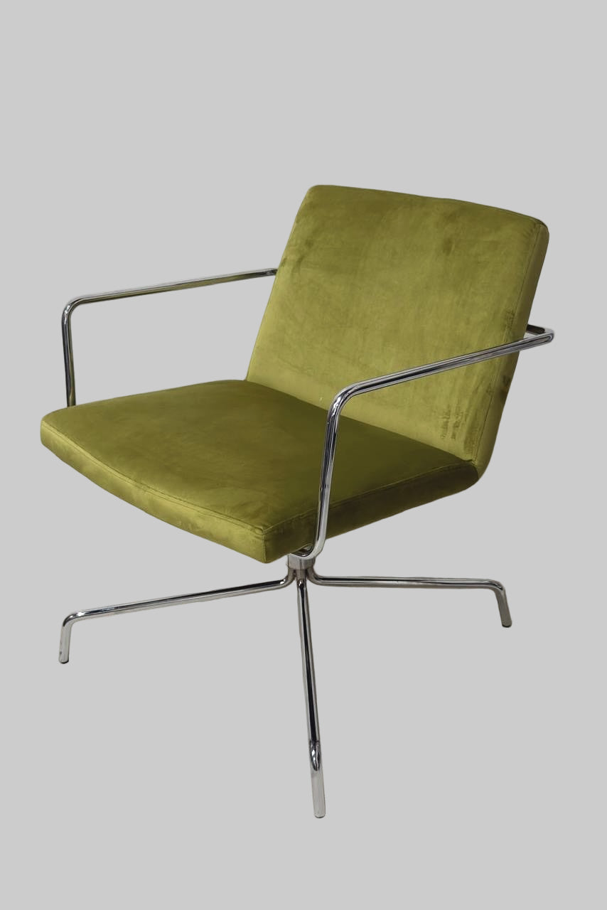 Green velvet metal chair