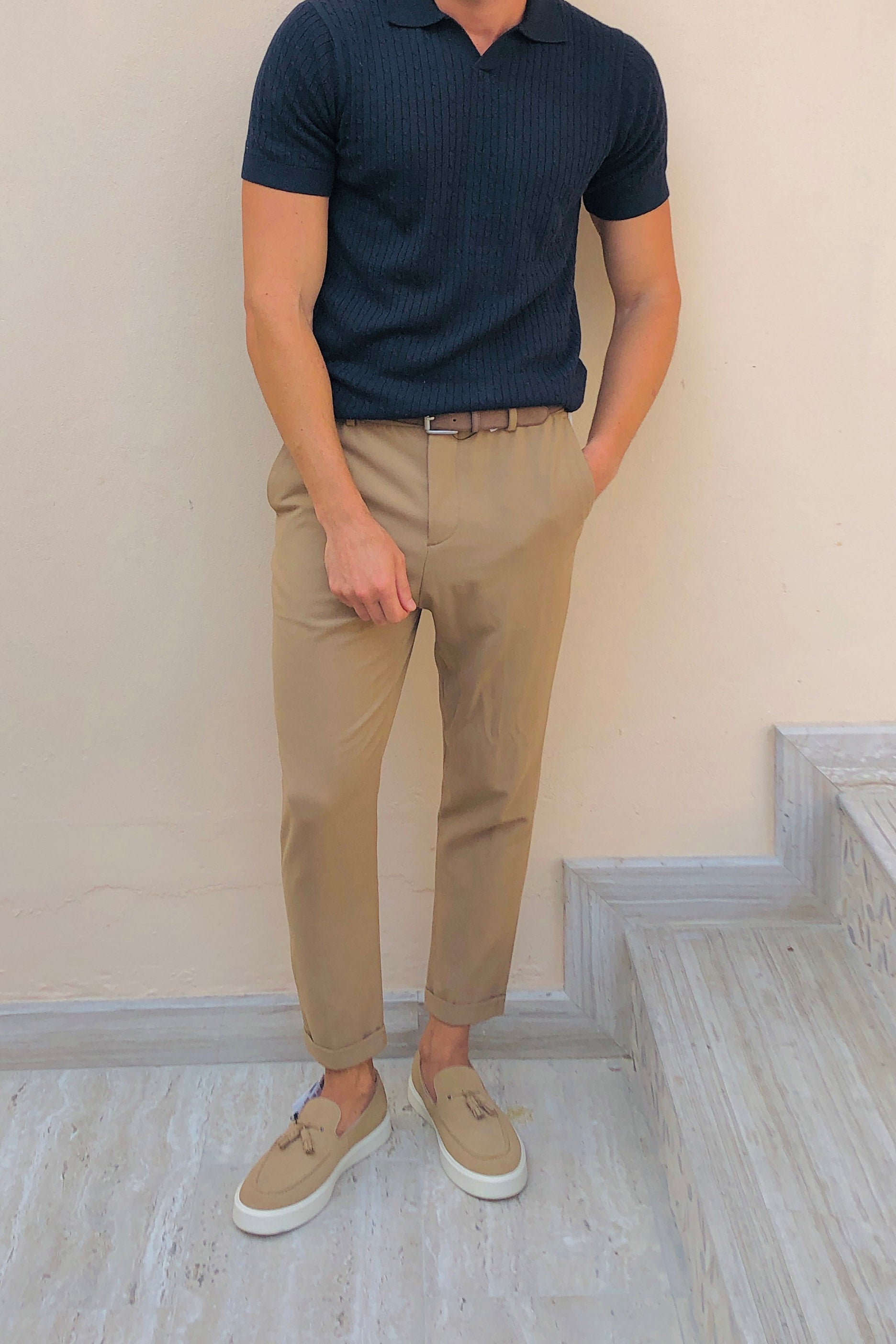 Men's Beige Comfort Trousers (W32)