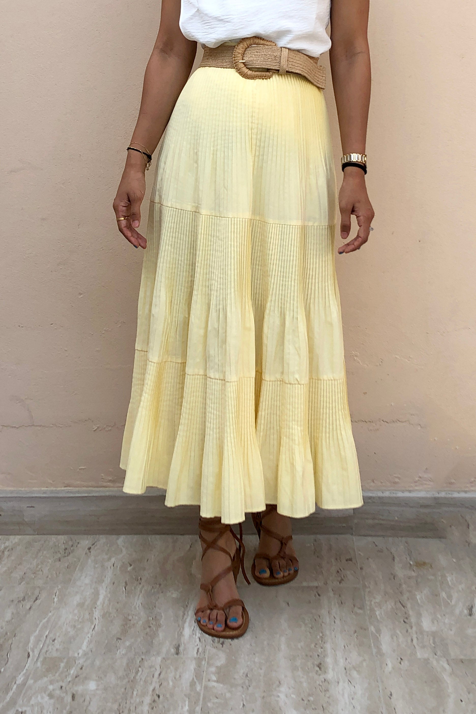 Yellow Pleated Skirt