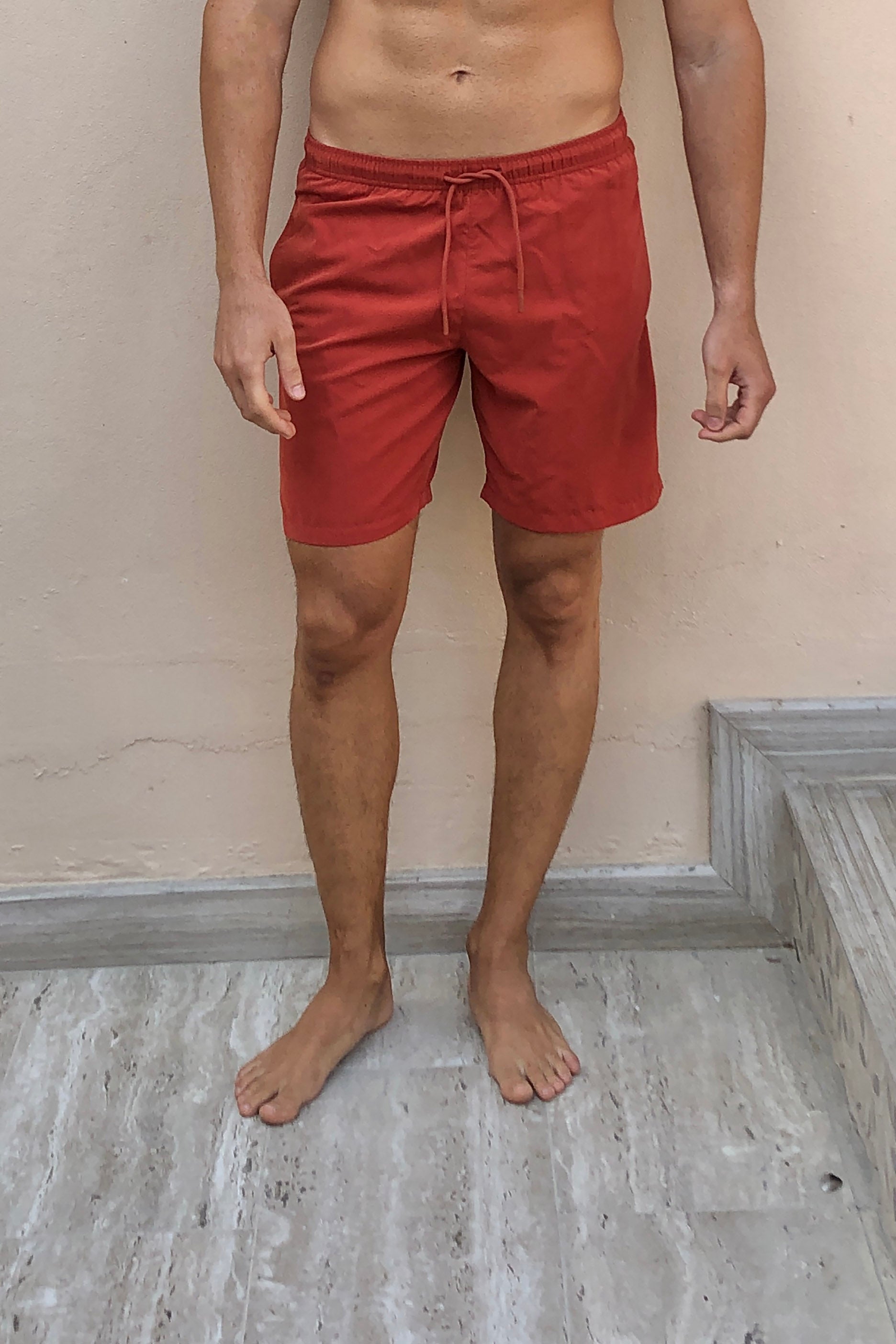 Men's Rust Red Swim Shorts (Medium)