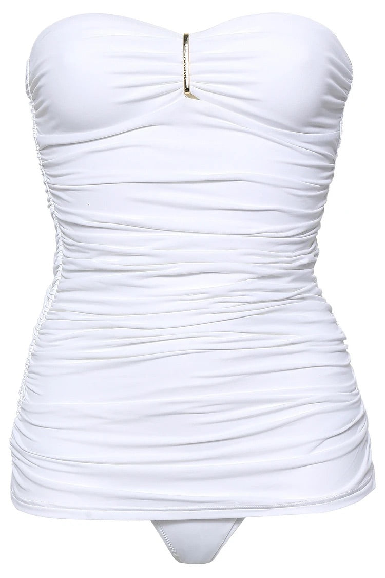 Retro White Swimsuit with Halterneck Straps (Small)