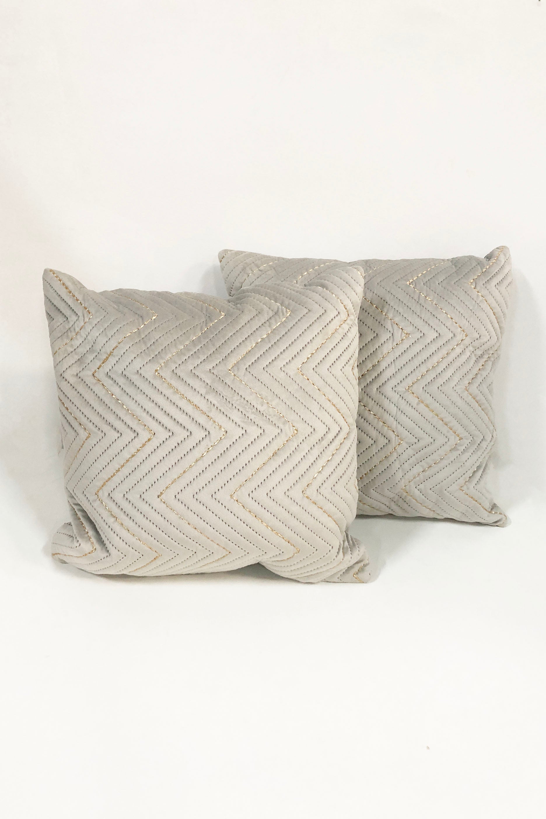 2 Grey Velvet Cushions