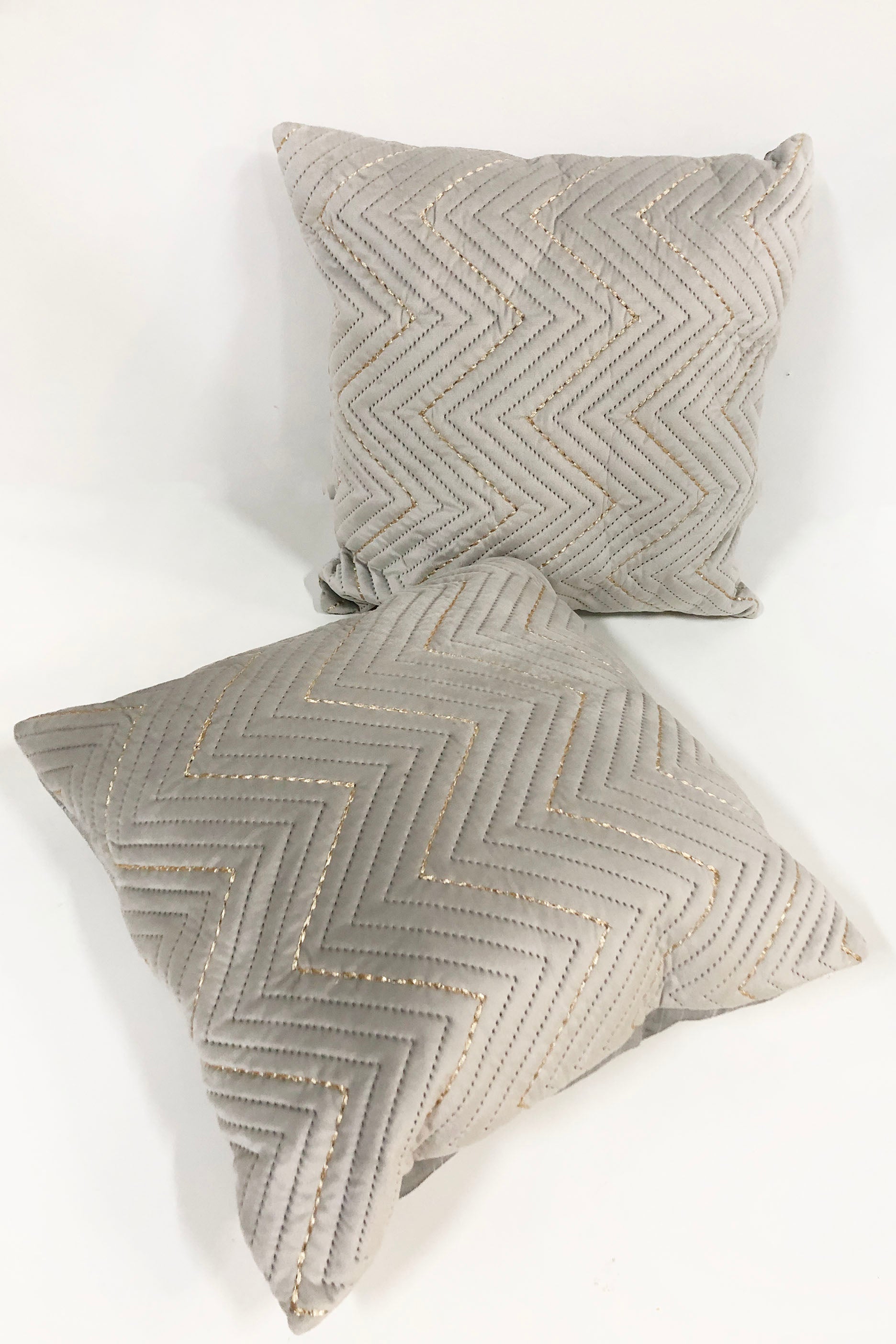 2 Grey Velvet Cushions