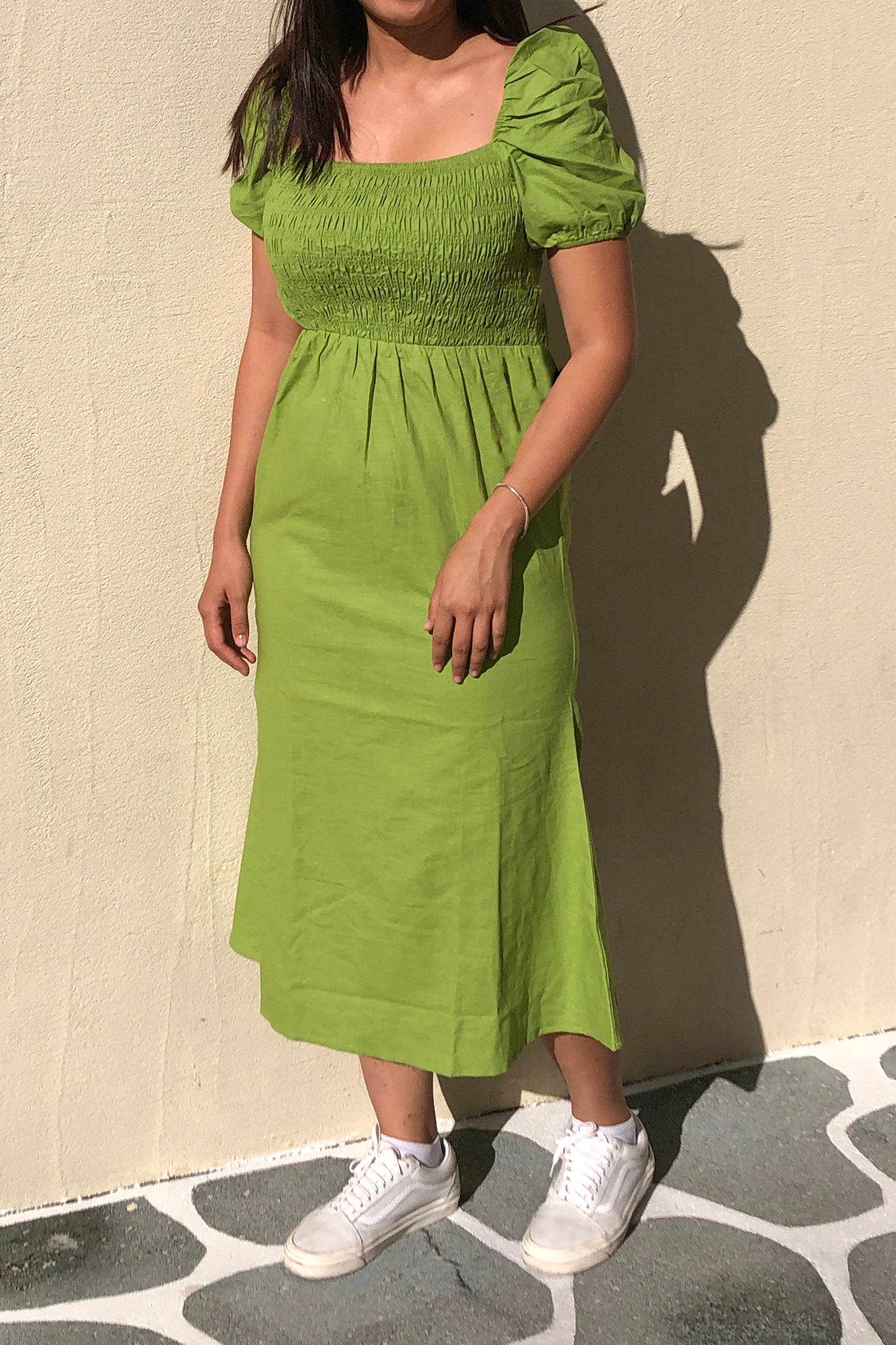Green Dress with Ruched Top (Eu42)