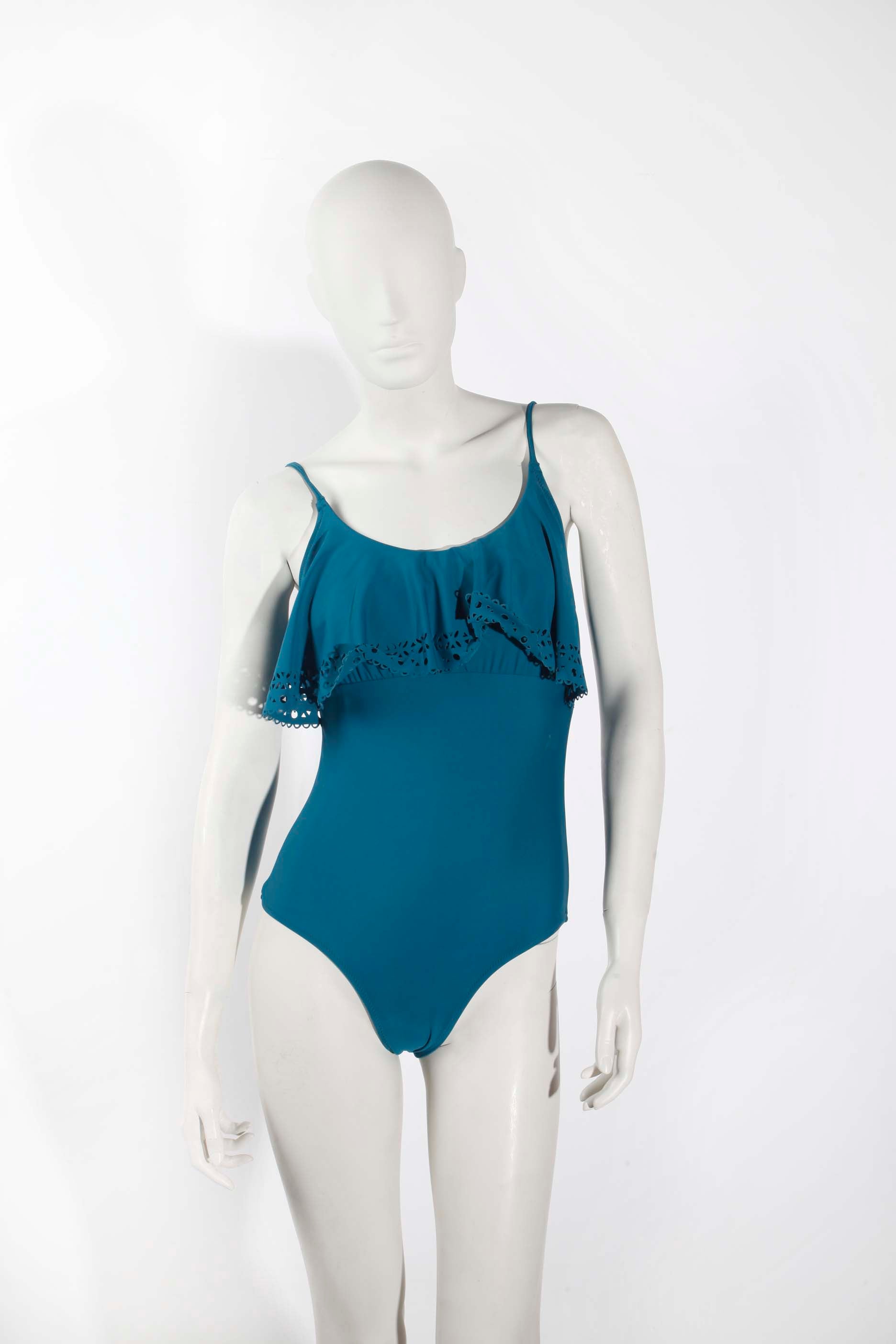 Teal Blue Swimsuit with Frill Neckline (Eu38-40)