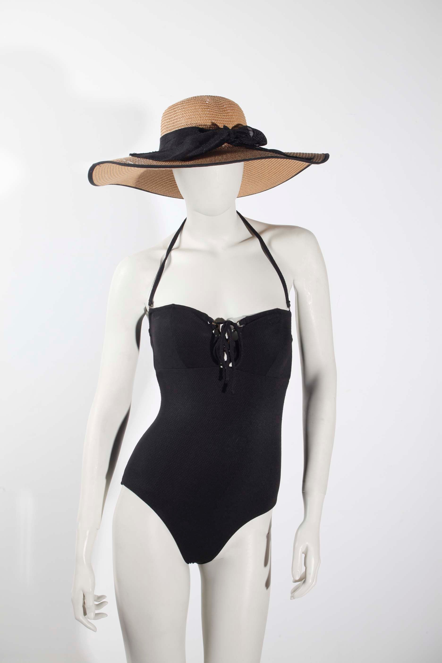 Straw Hat with Black Ribbon