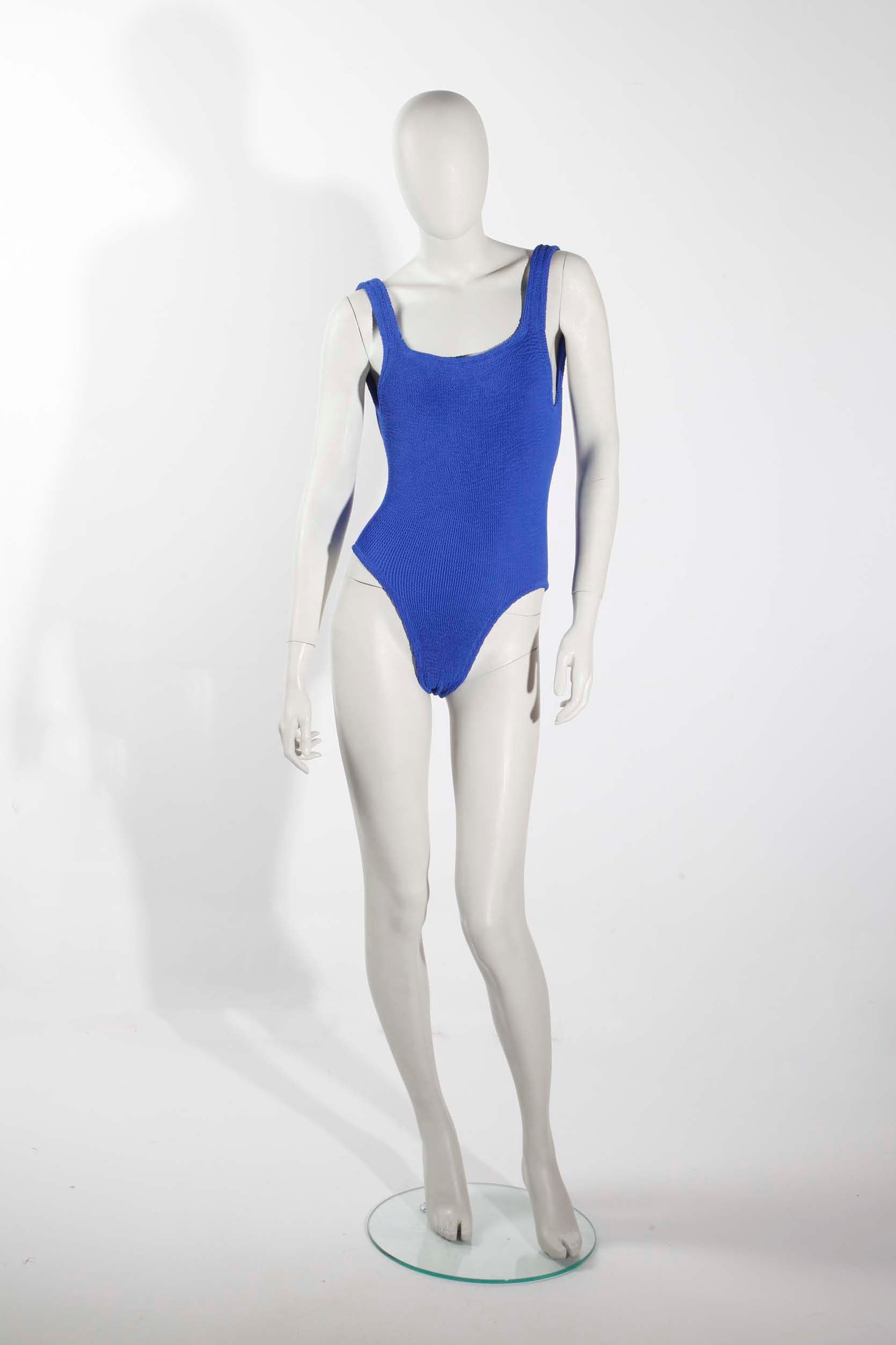 Cobalt Blue Seersucker Swimsuit (Small)