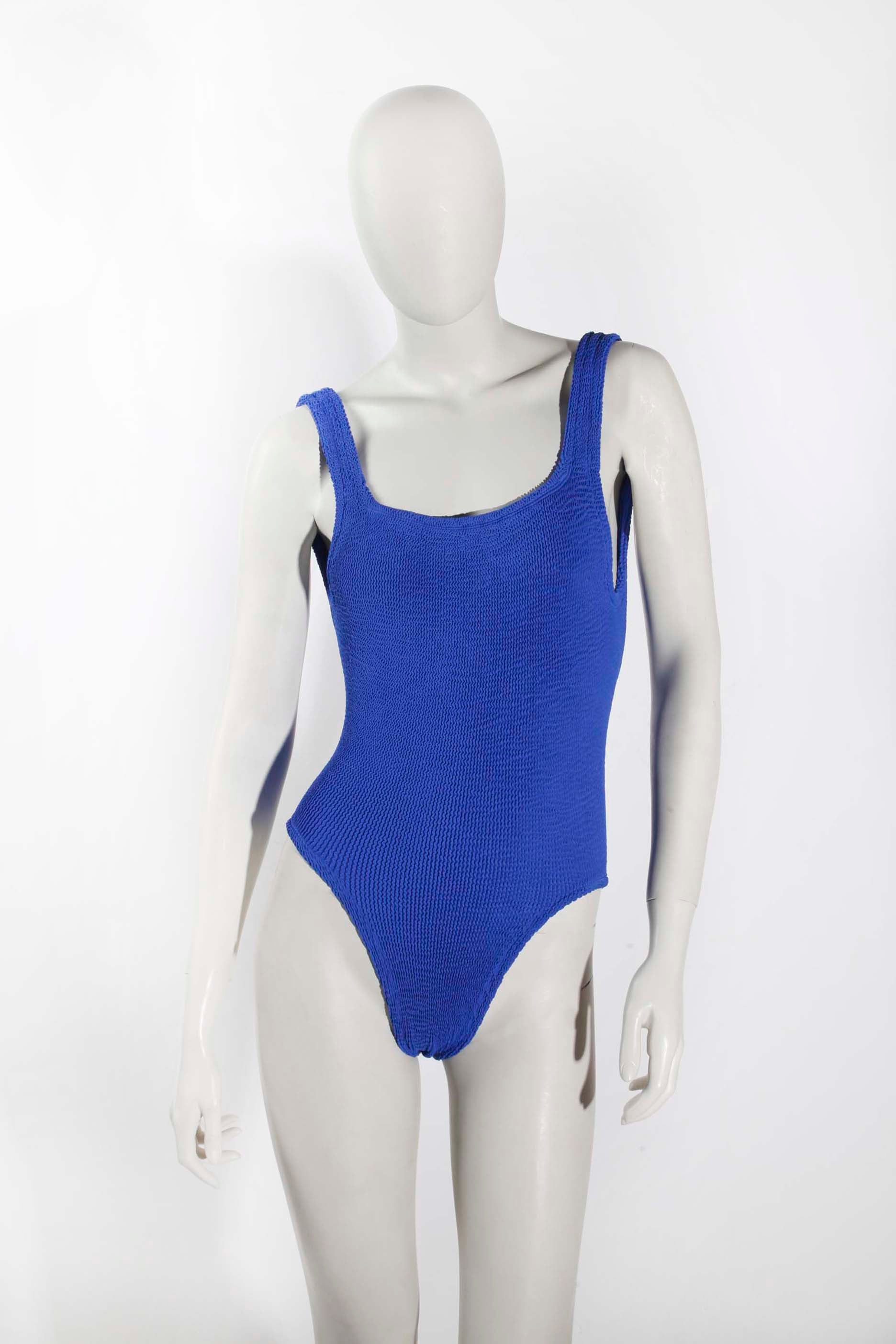 Cobalt Blue Seersucker Swimsuit (Small)