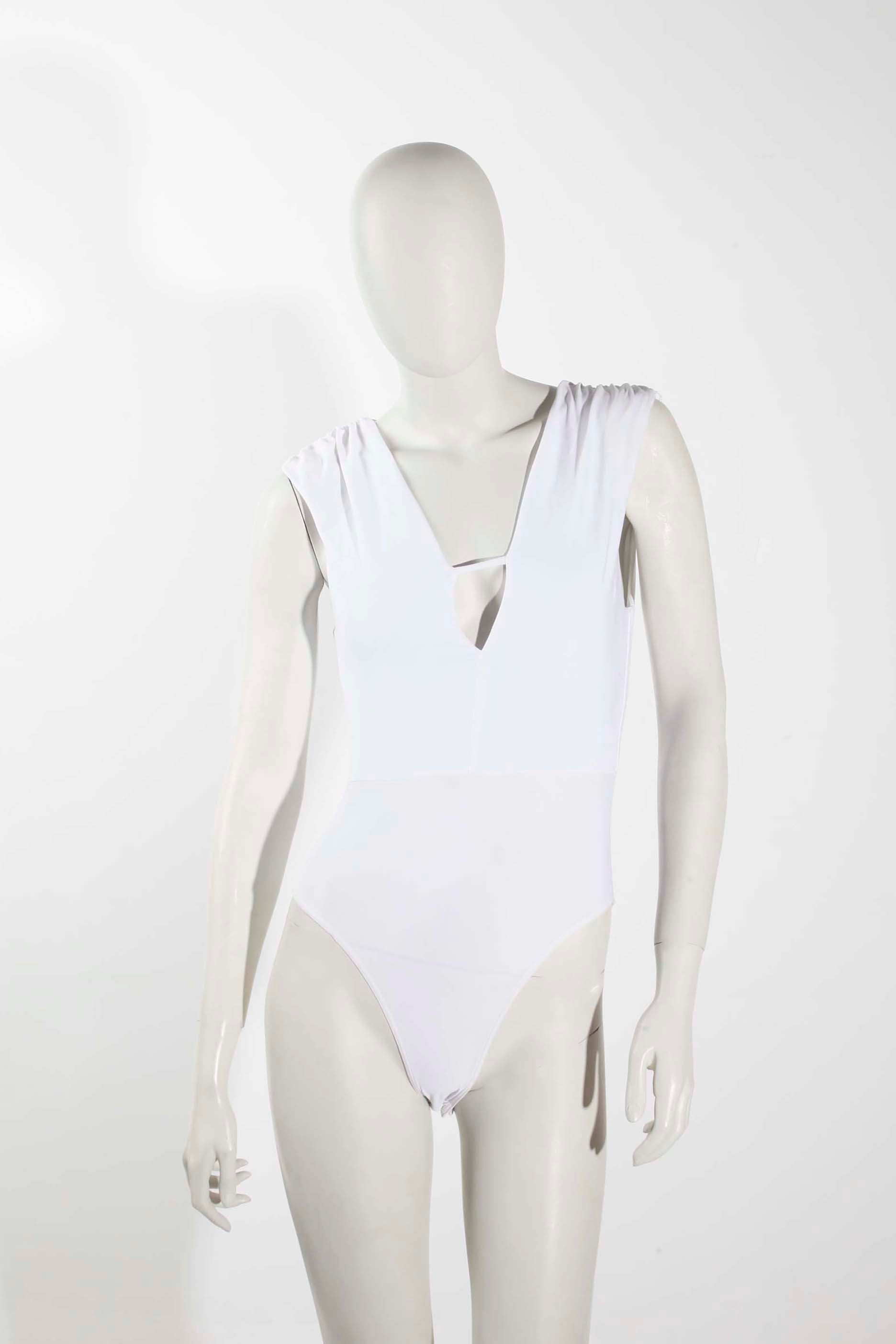 White V-Neck Swimsuit (Small)