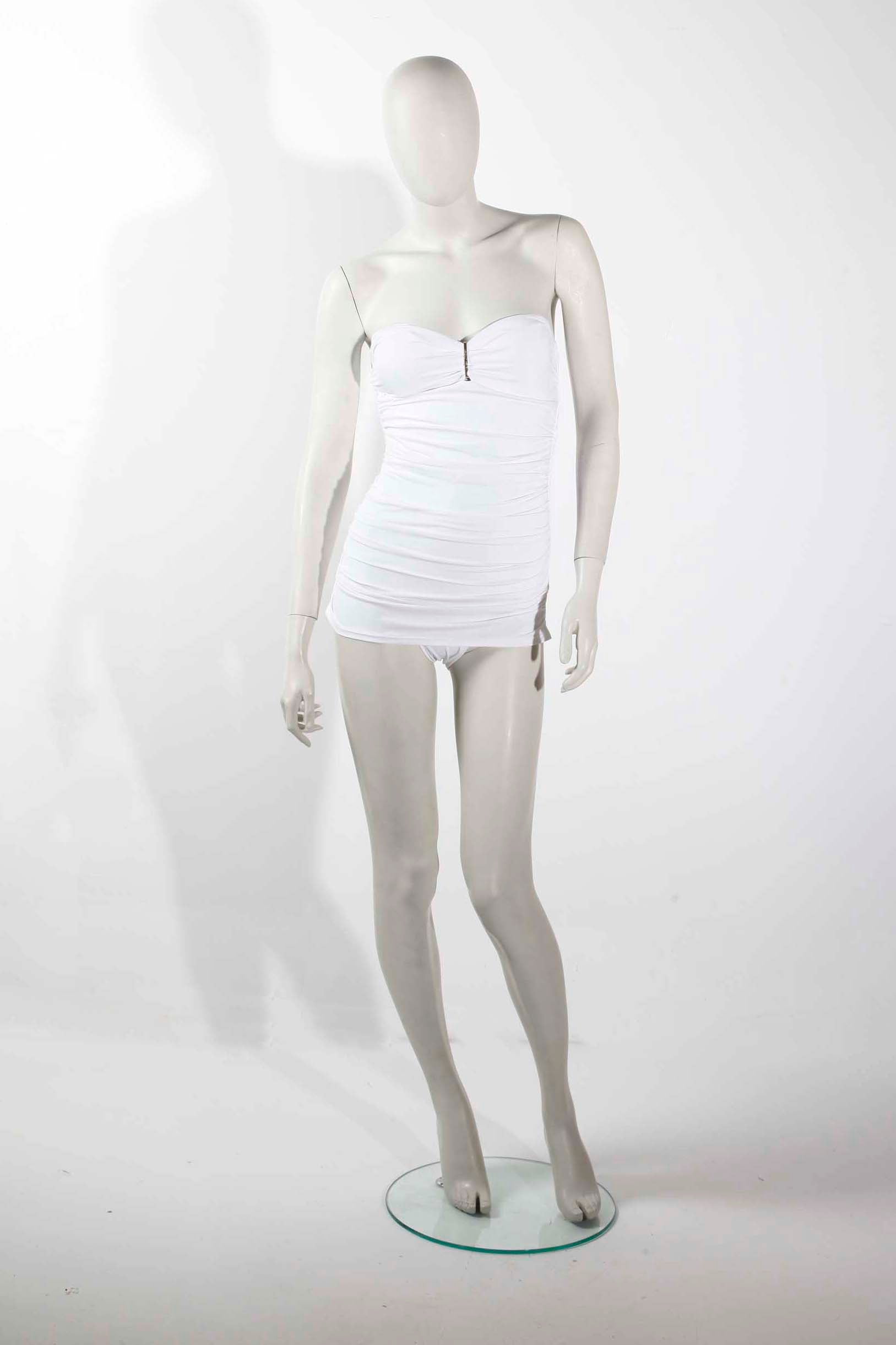 Retro White Swimsuit with Halterneck Straps (Small)