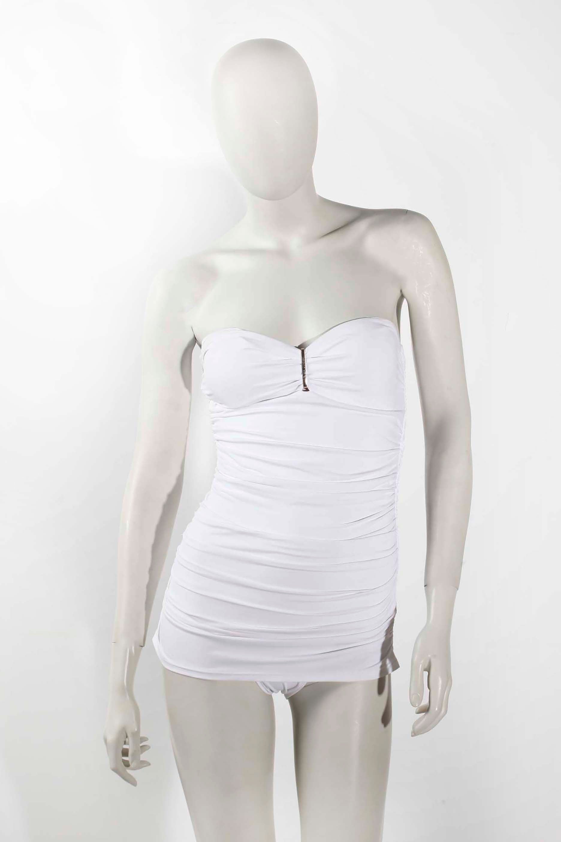 Retro White Swimsuit with Halterneck Straps (Small)